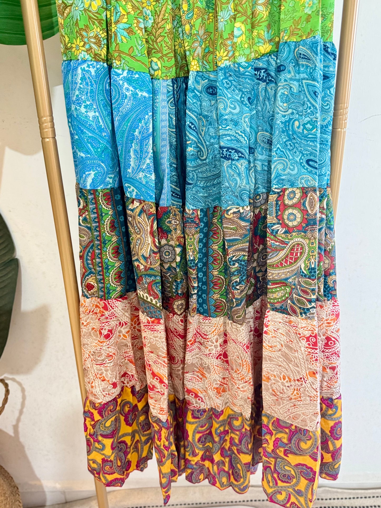 Silky Patchwork Skirt
