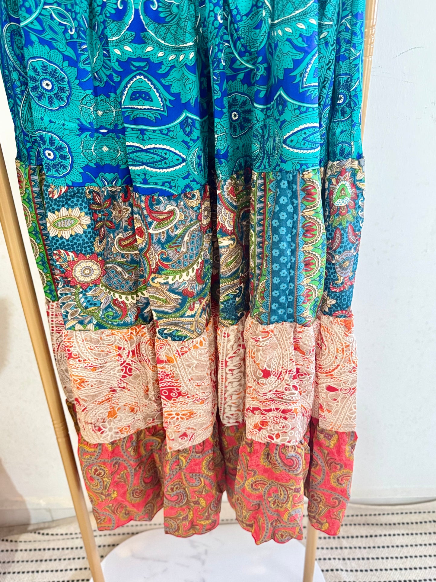 Silky Patchwork Skirt