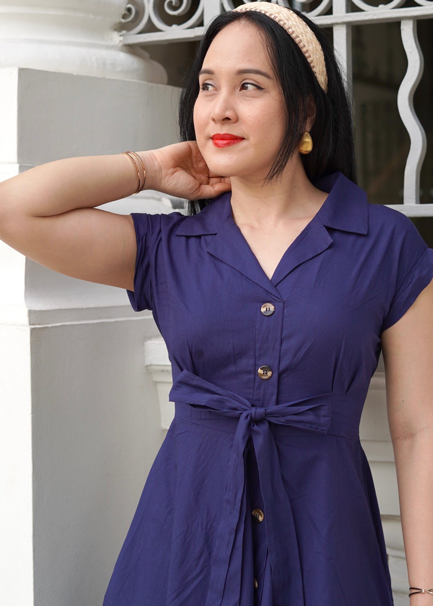 Brooke Cotton Poplin Shirt Dress | Navy