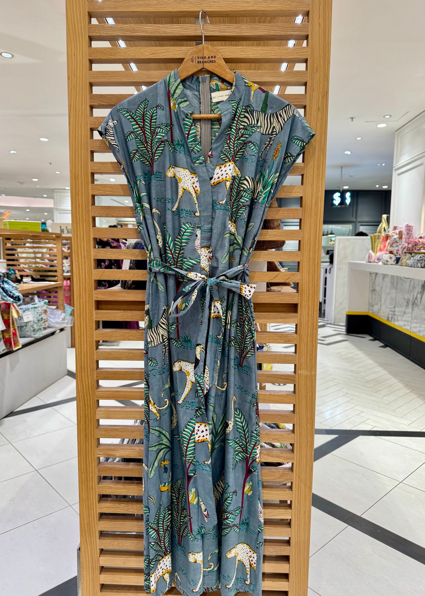 Kiara Cotton Dress | Grey Jungle