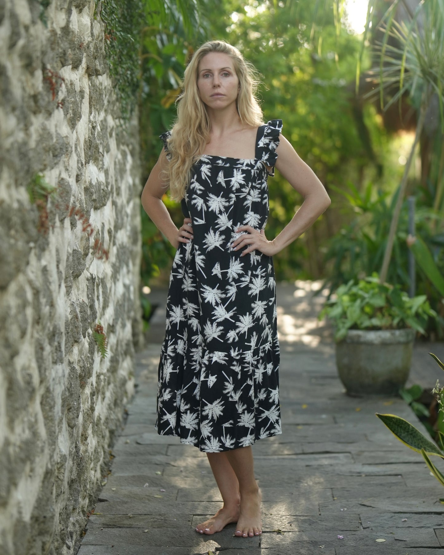 Furla Frill Sleeve Dress - Palmy Black