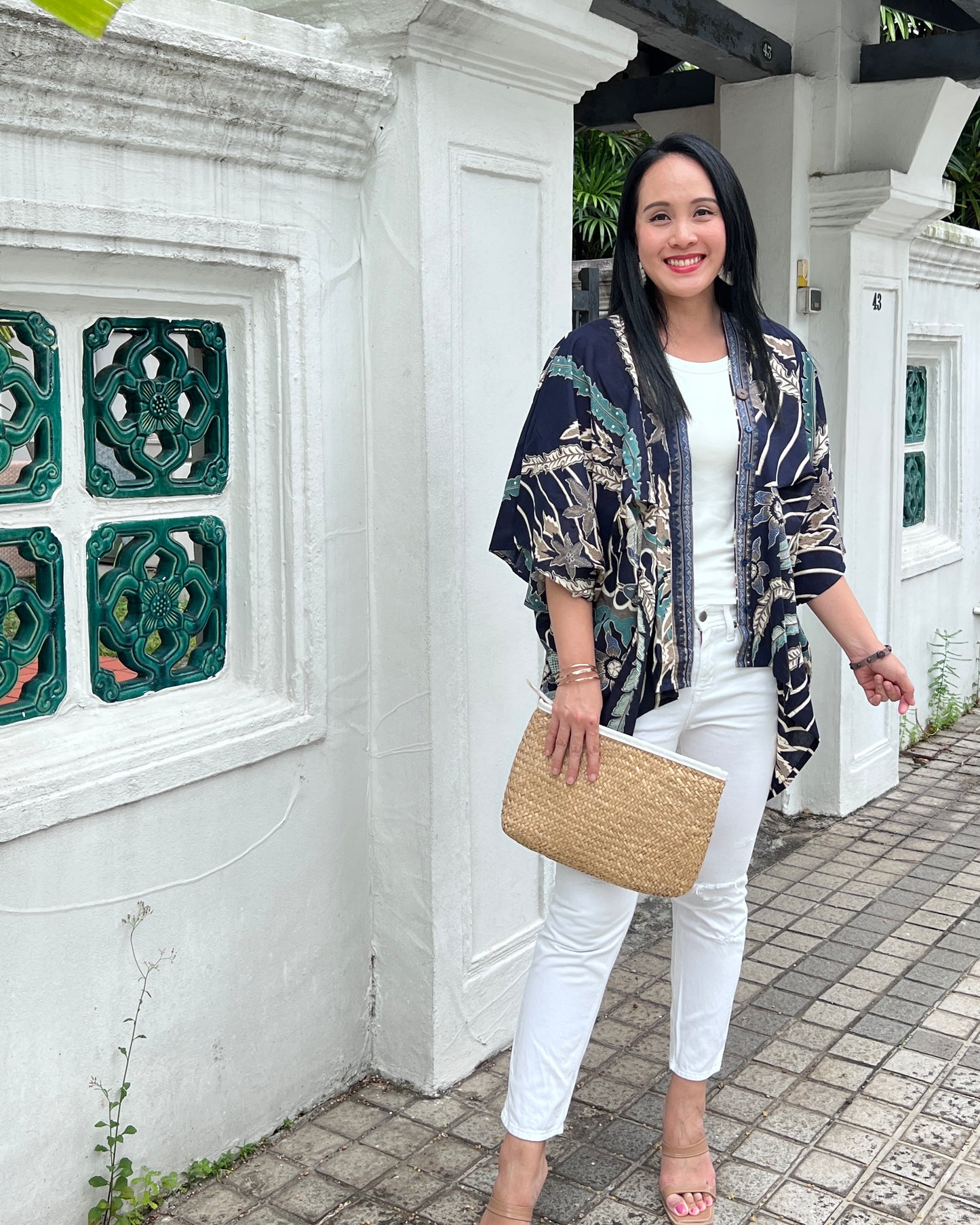 Cotton Batik Kimono- Navy Phoenix Batik