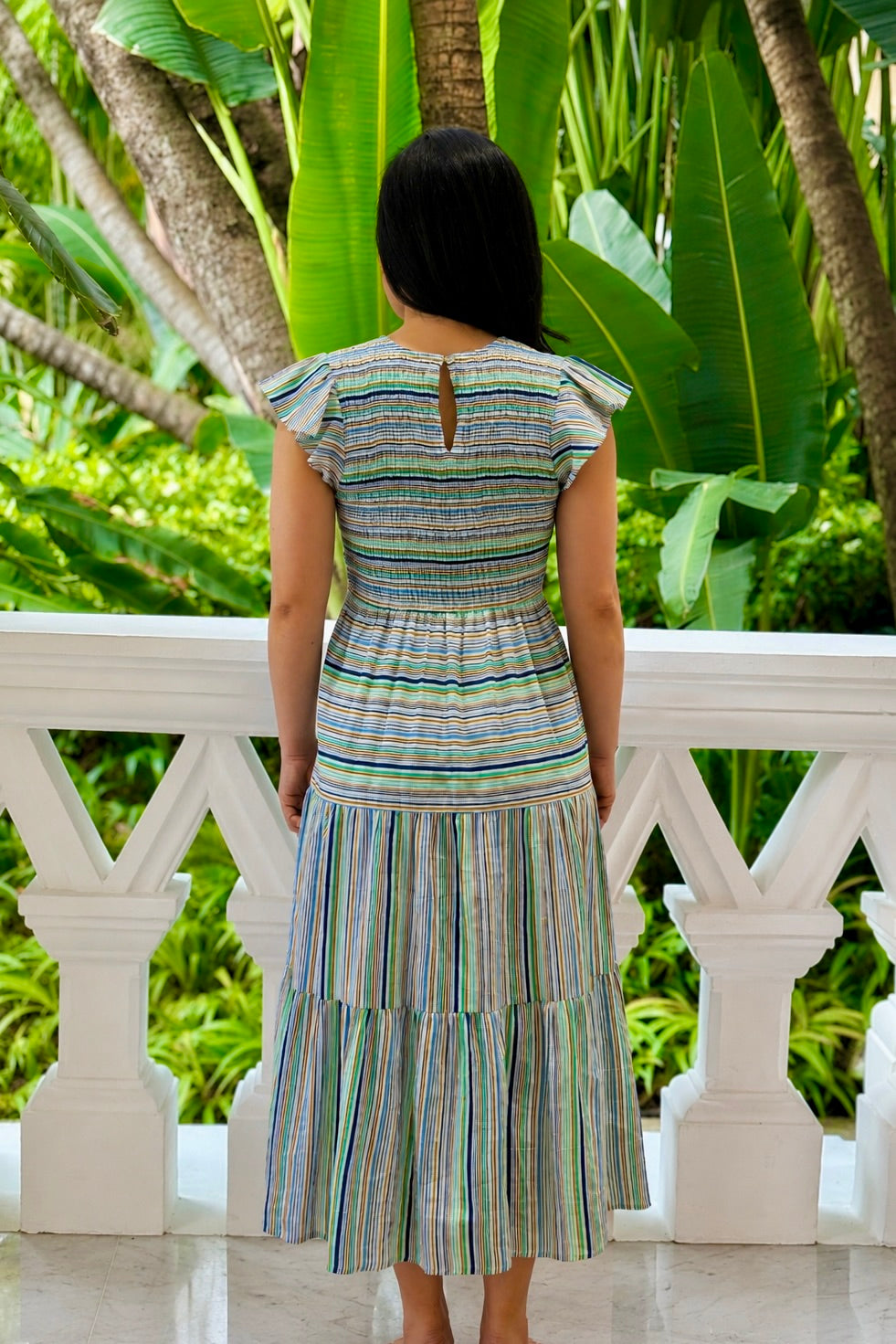 Zara Smocked Dress | Coastal Stripes