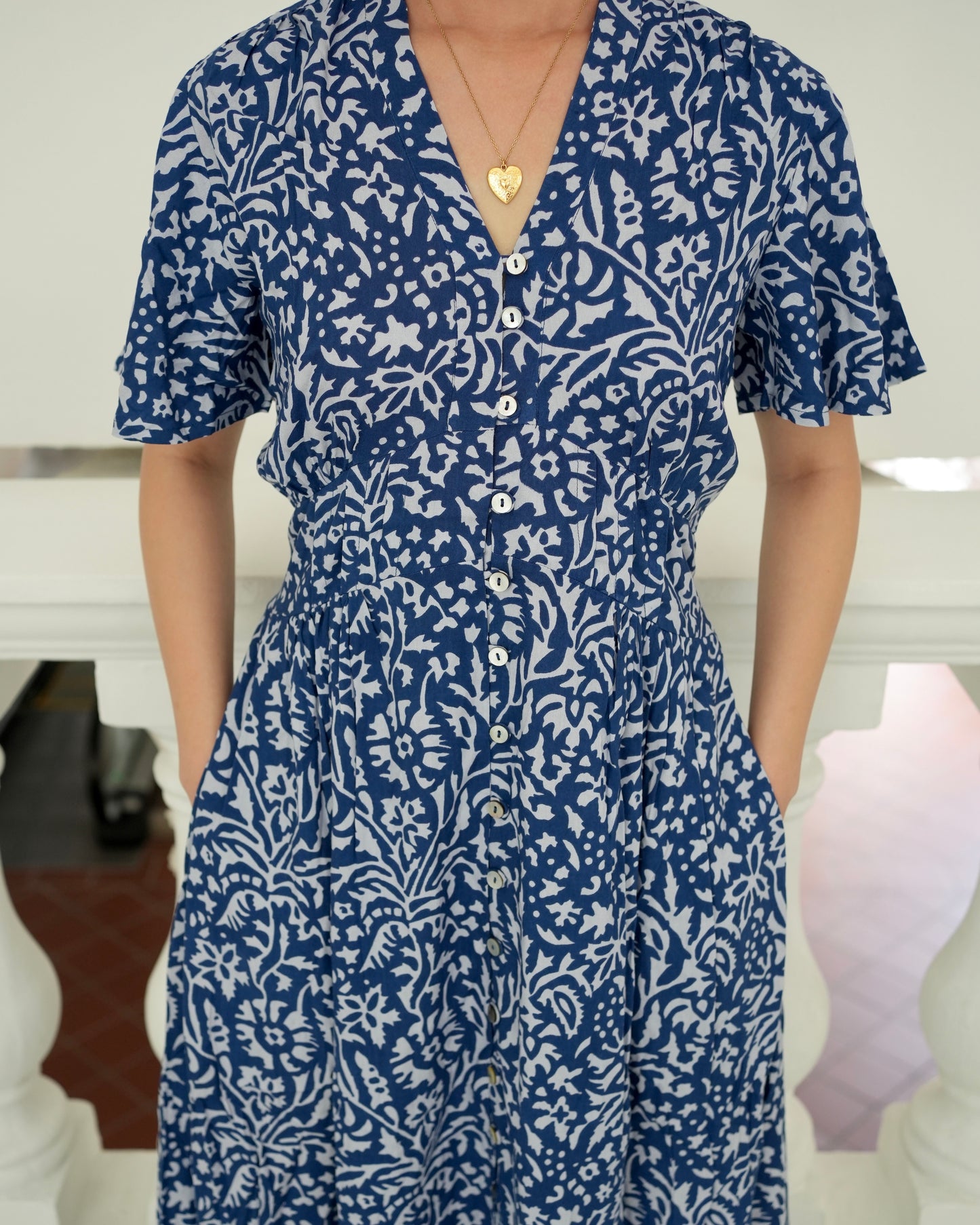 Galia Flutter Sleeve Dress - Spring Blue