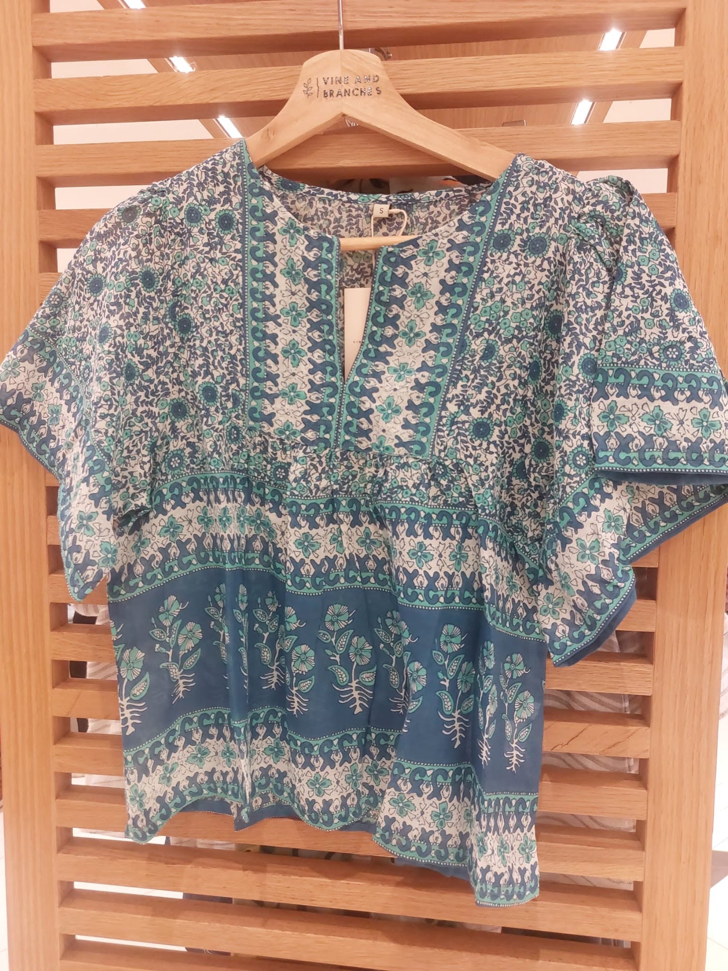Amina Cotton Top | Aqua Blue