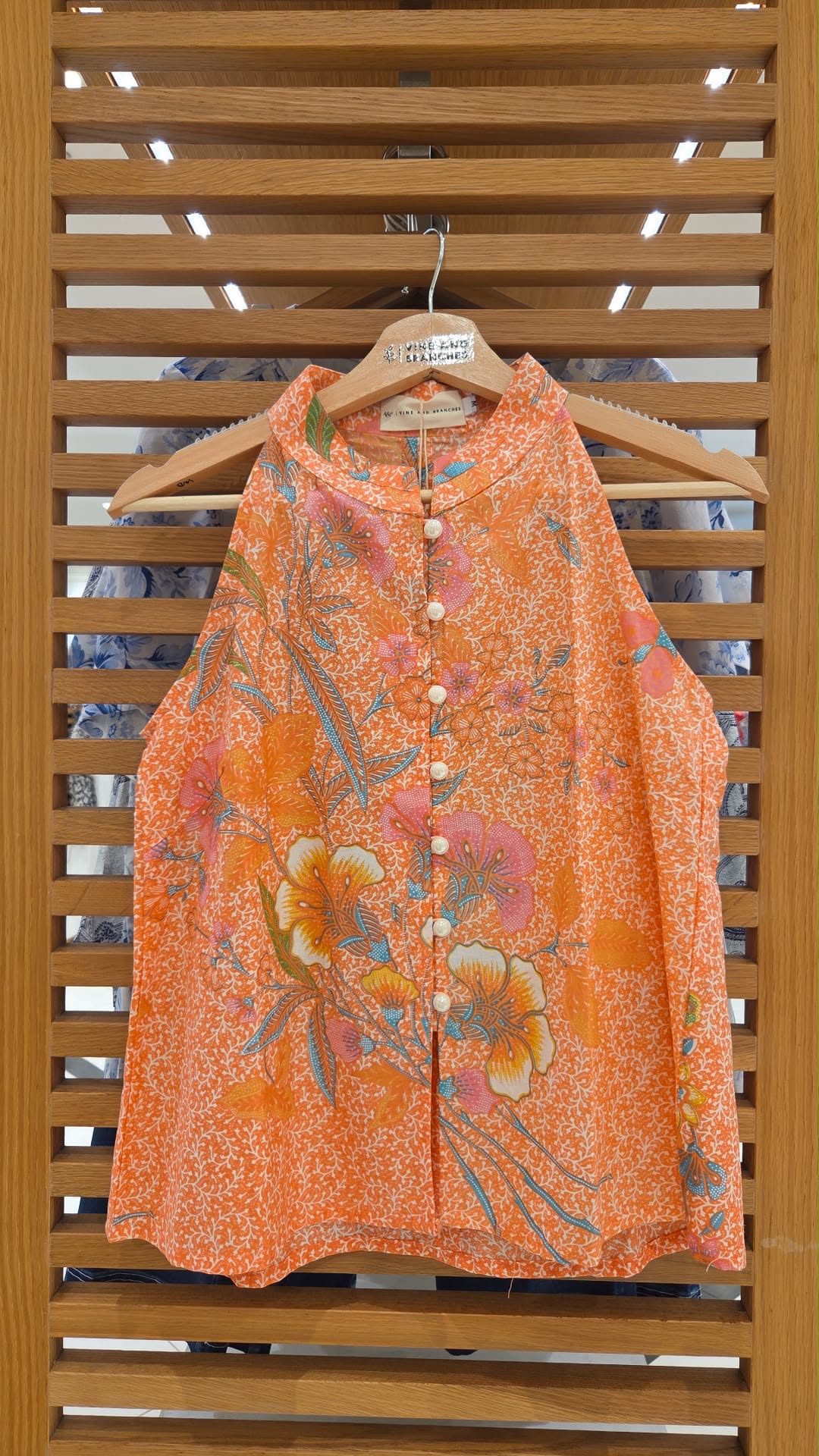 Eka Halter Batik Top | Orange Bloom