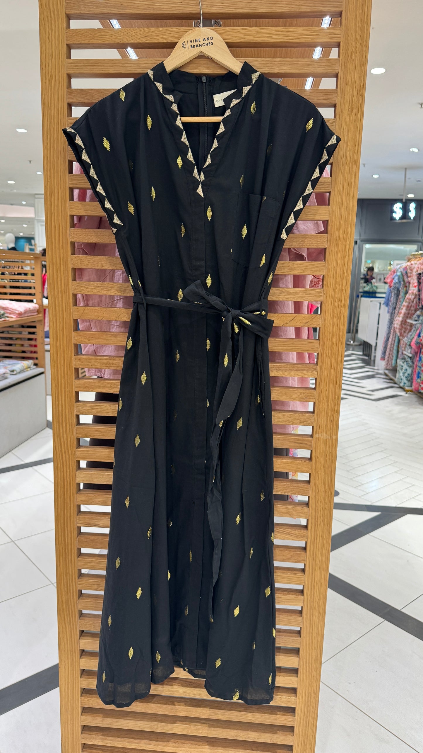 Kiara Lurex Cotton Dress | Black Gold Lurex