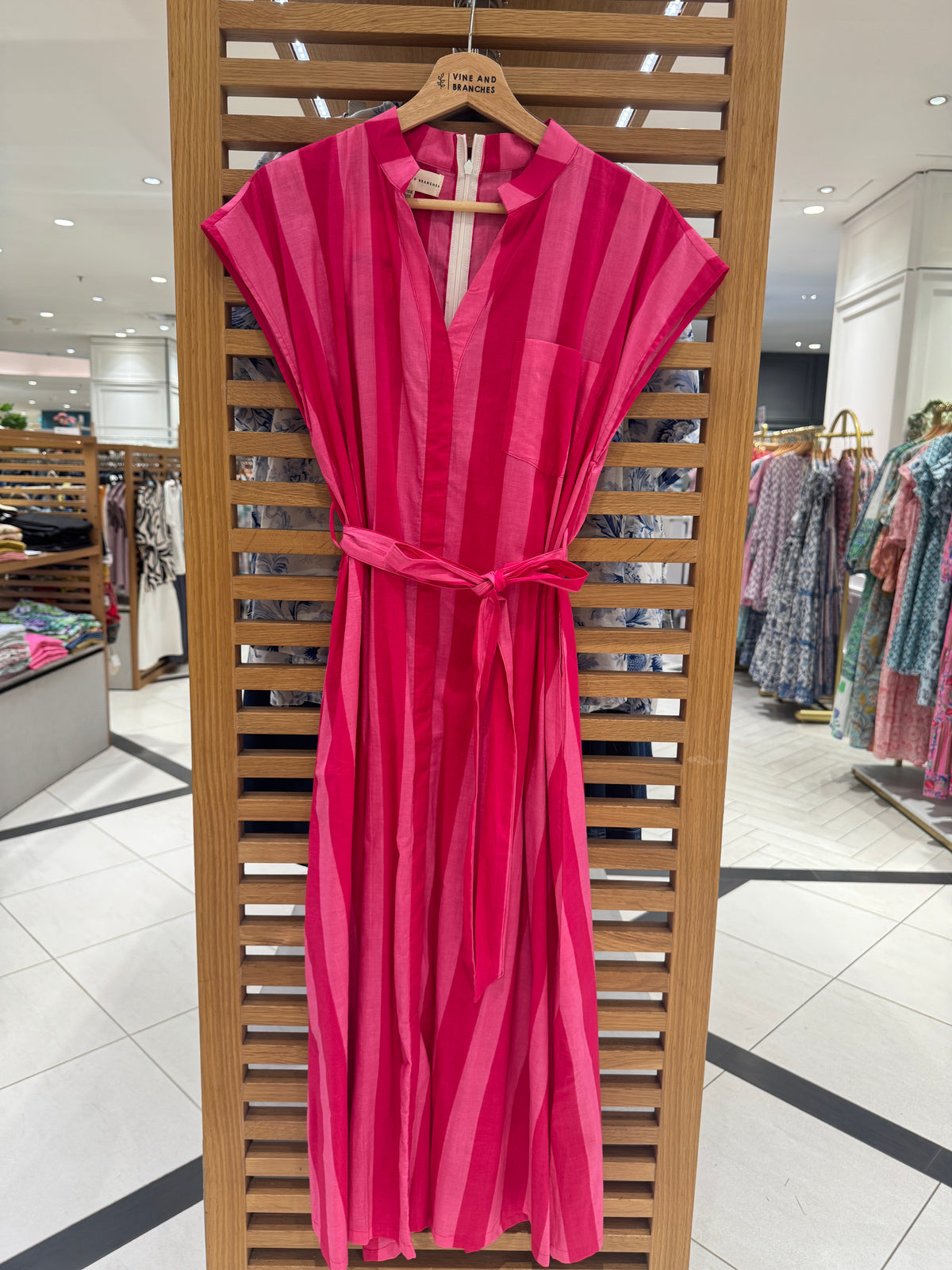 Kiara Cotton Dress | Pink Stripes
