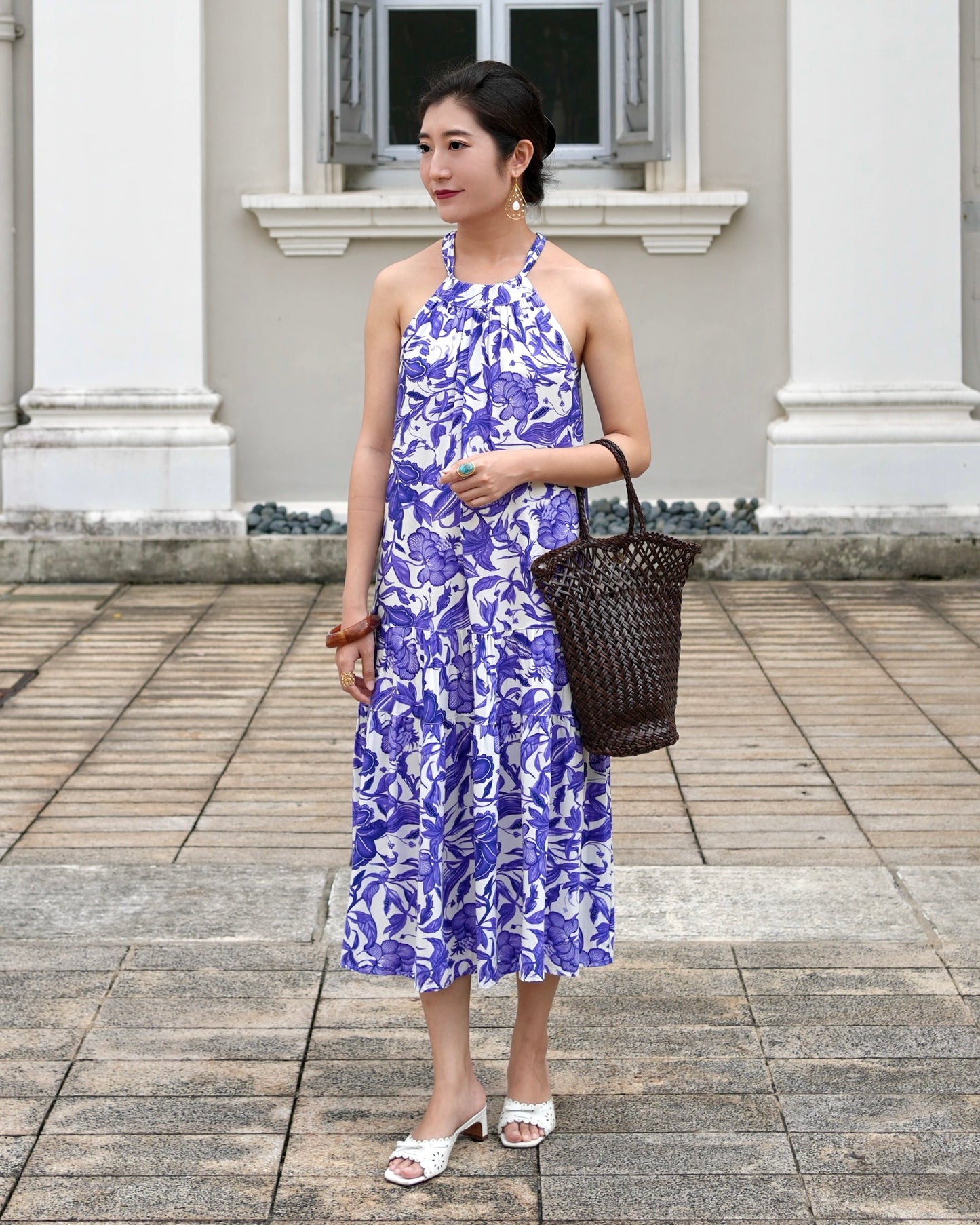 Enza Halter Neck Maxi Dress - China Blue