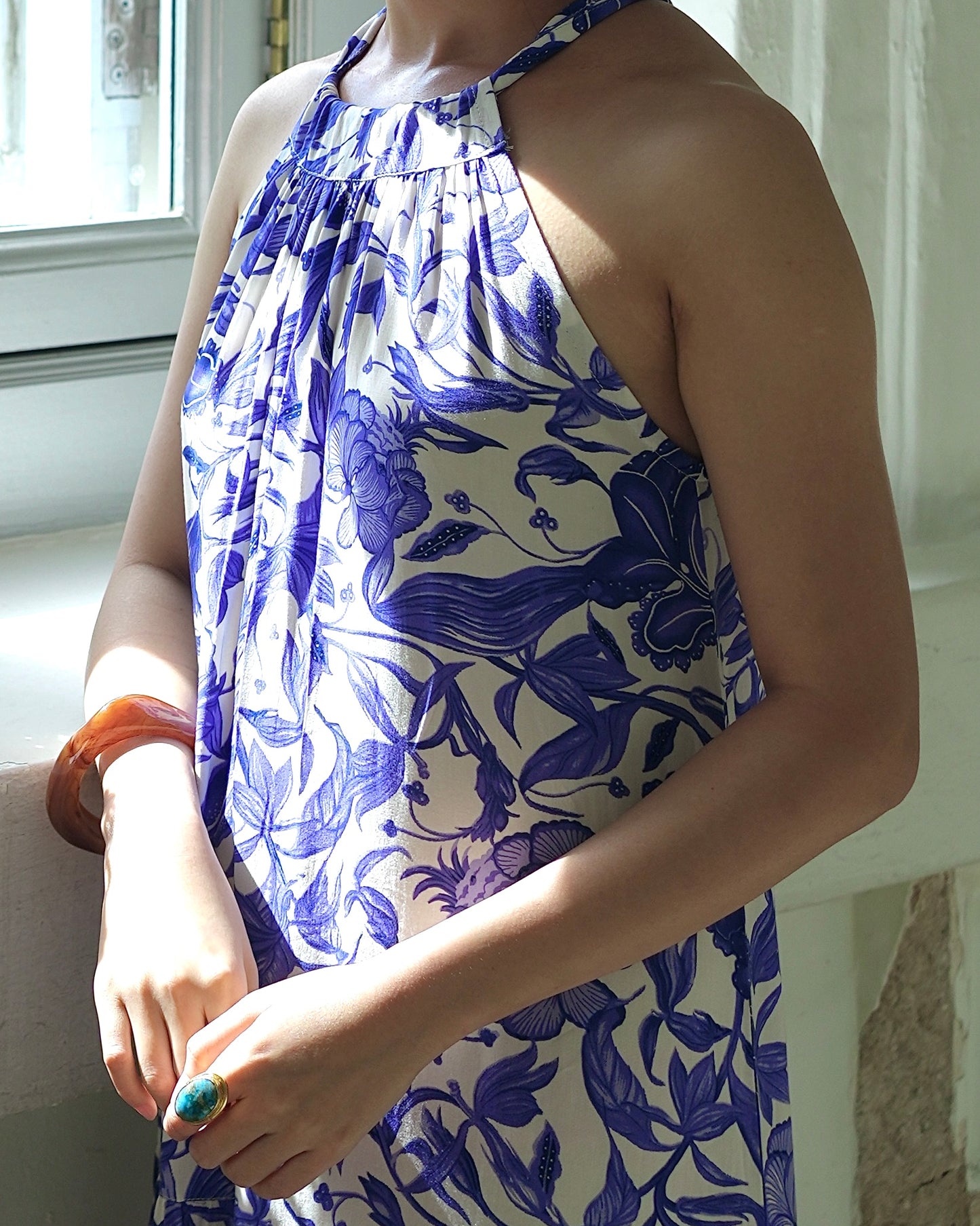 Enza Halter Neck Maxi Dress - China Blue