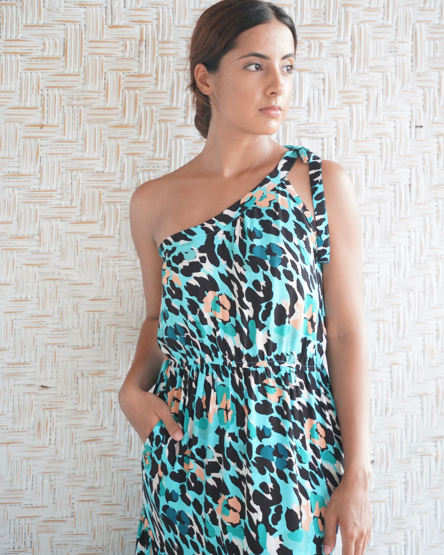 Zana Toga Maxi Dress - Blue Leopard