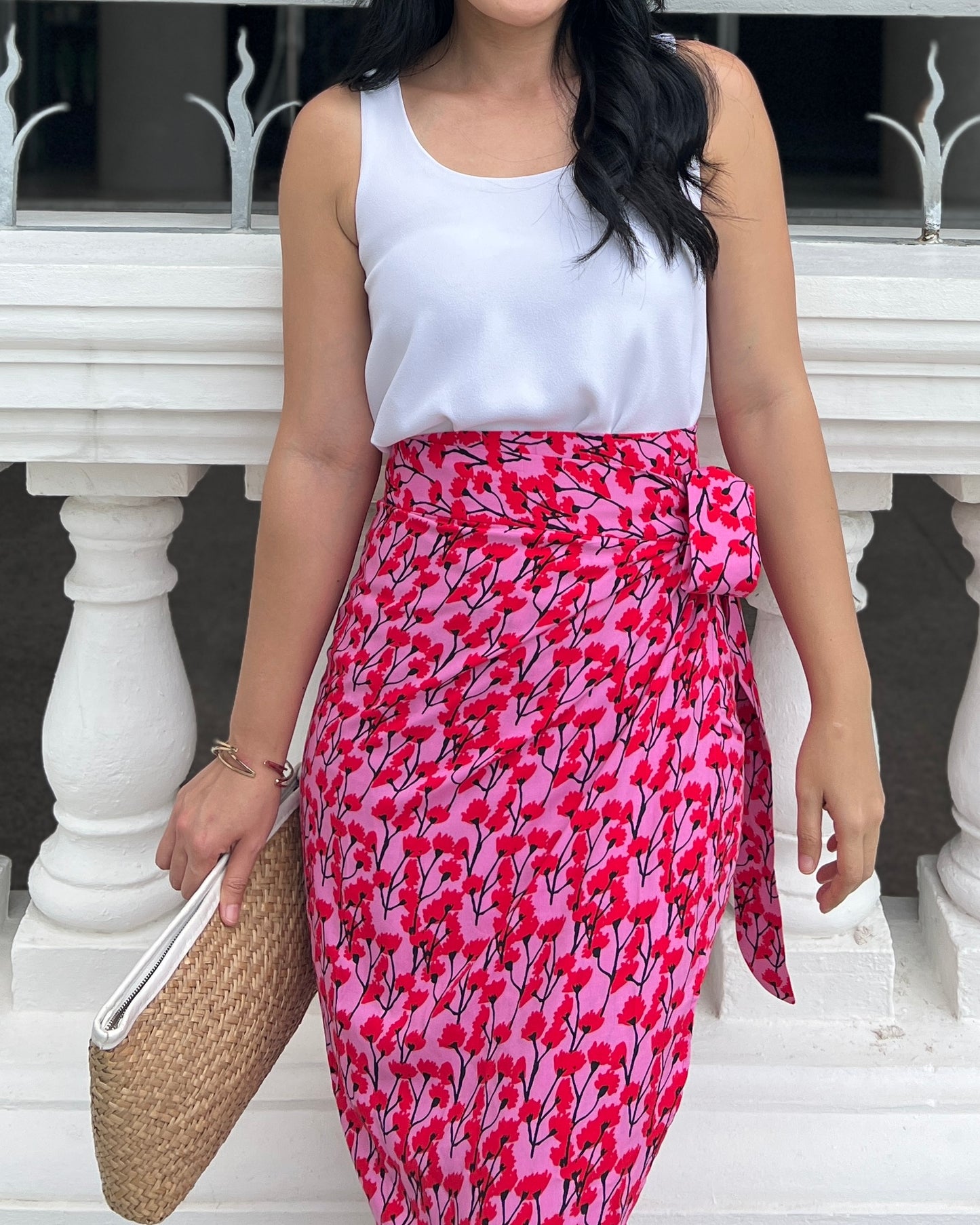 Naomi Wrap Skirt - Scarlet Bloom