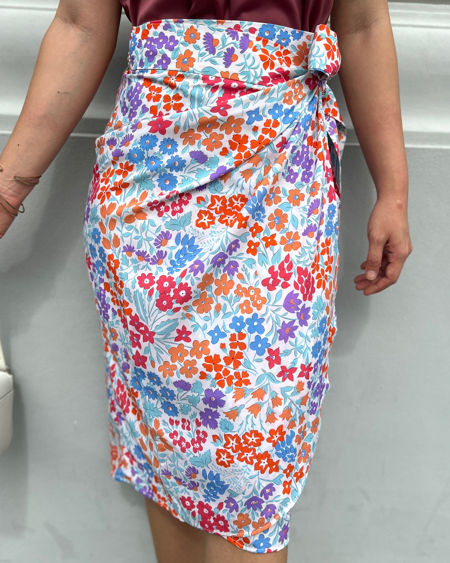 Naomi Wrap Skirt - Snowy Bloom