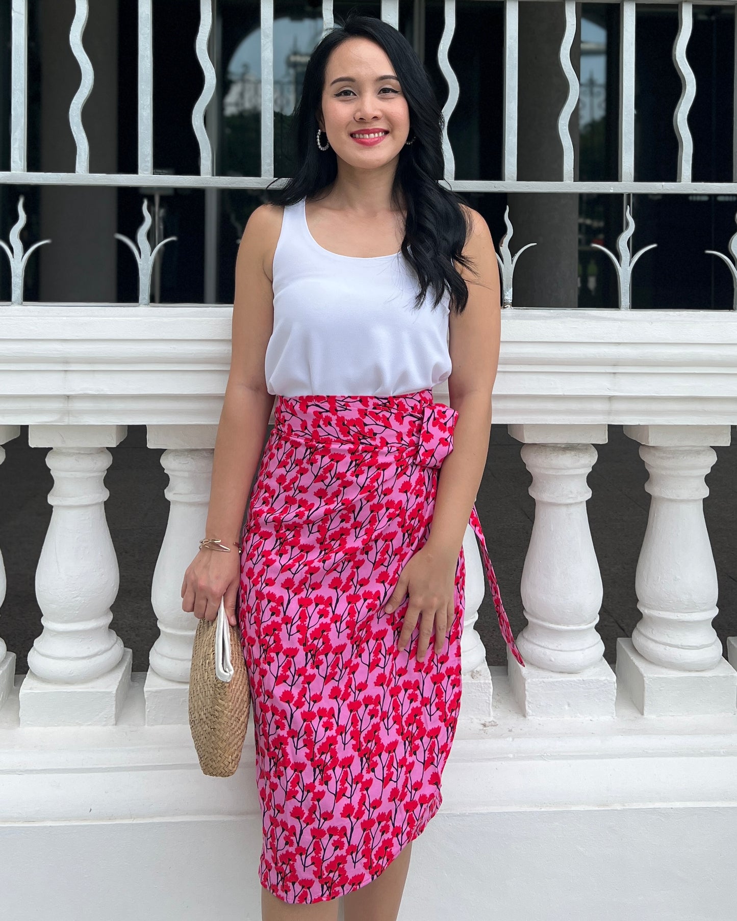 Naomi Wrap Skirt - Scarlet Bloom