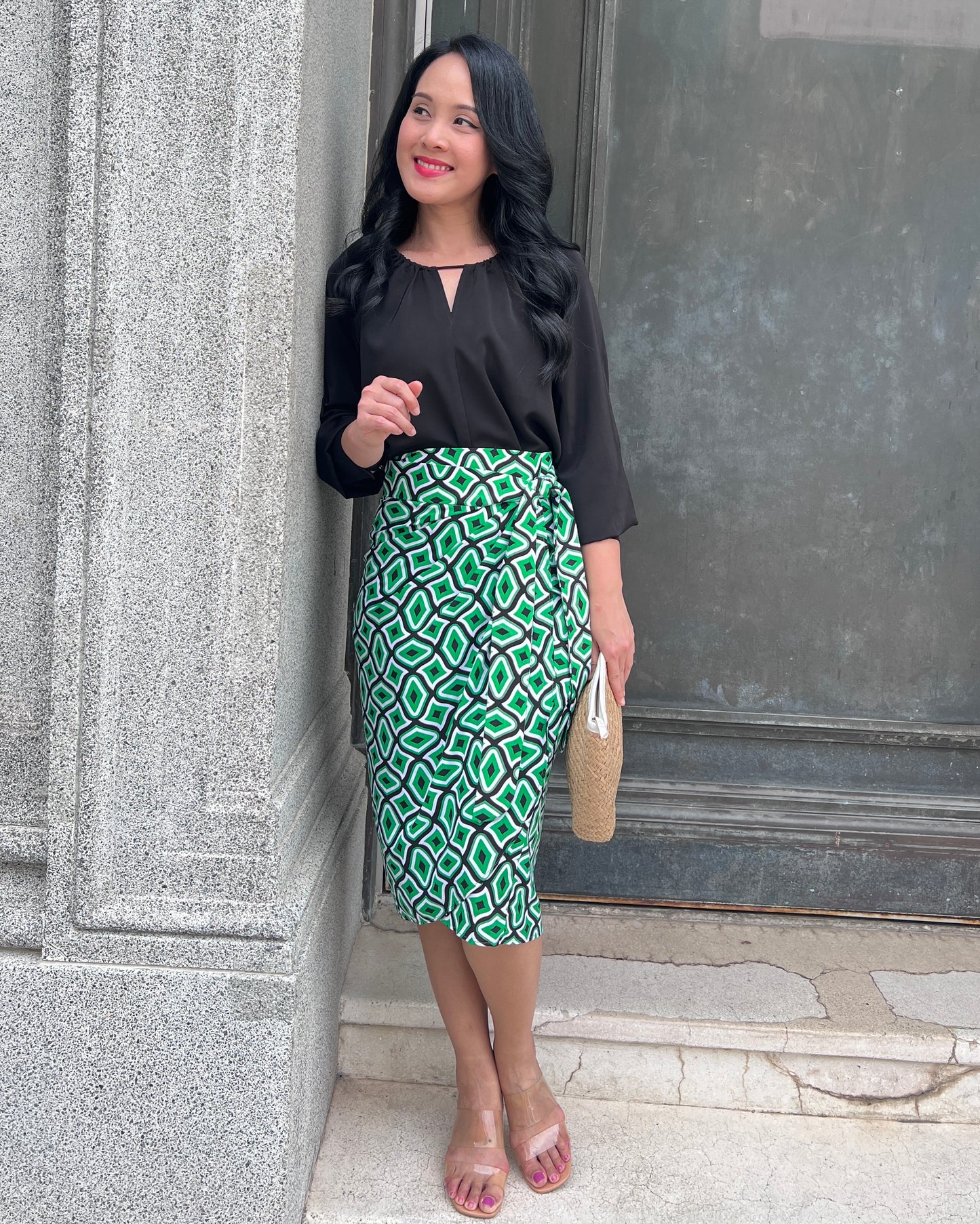 Naomi Wrap Skirt - Emerald Matrix