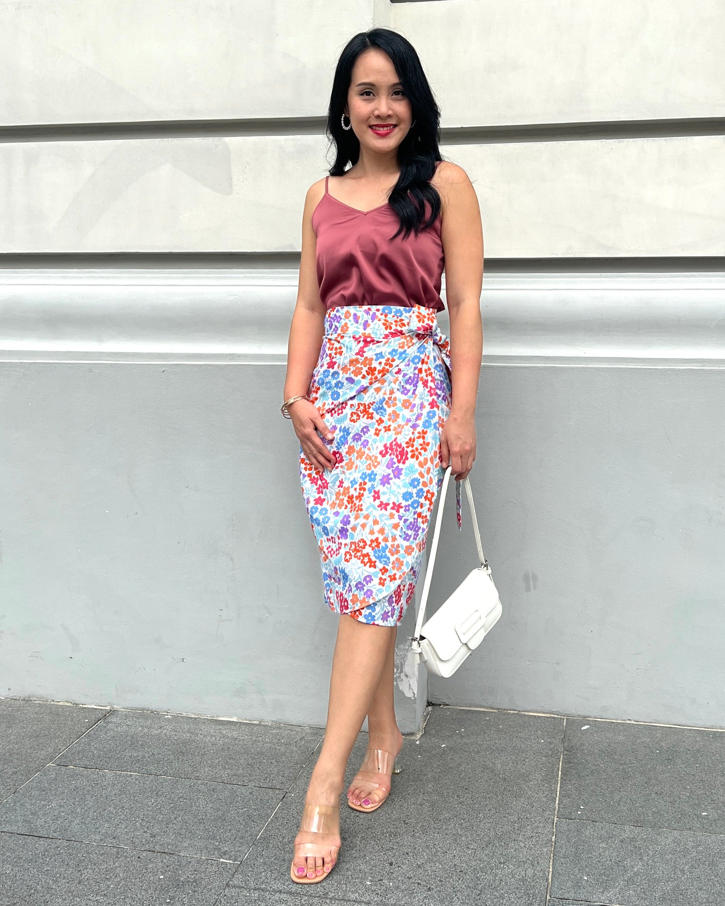 Naomi Wrap Skirt - Snowy Bloom