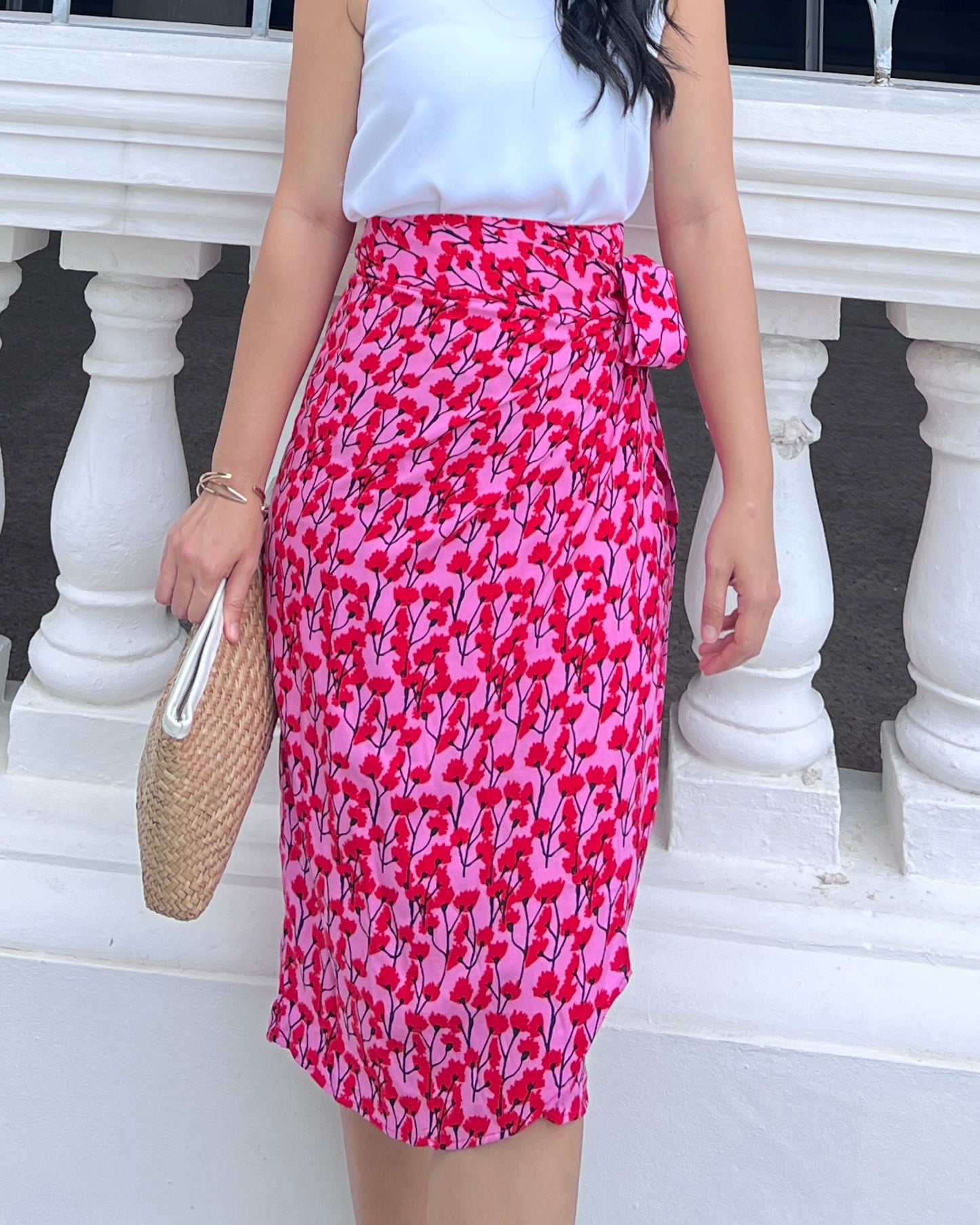 Naomi Wrap Skirt - Scarlet Bloom