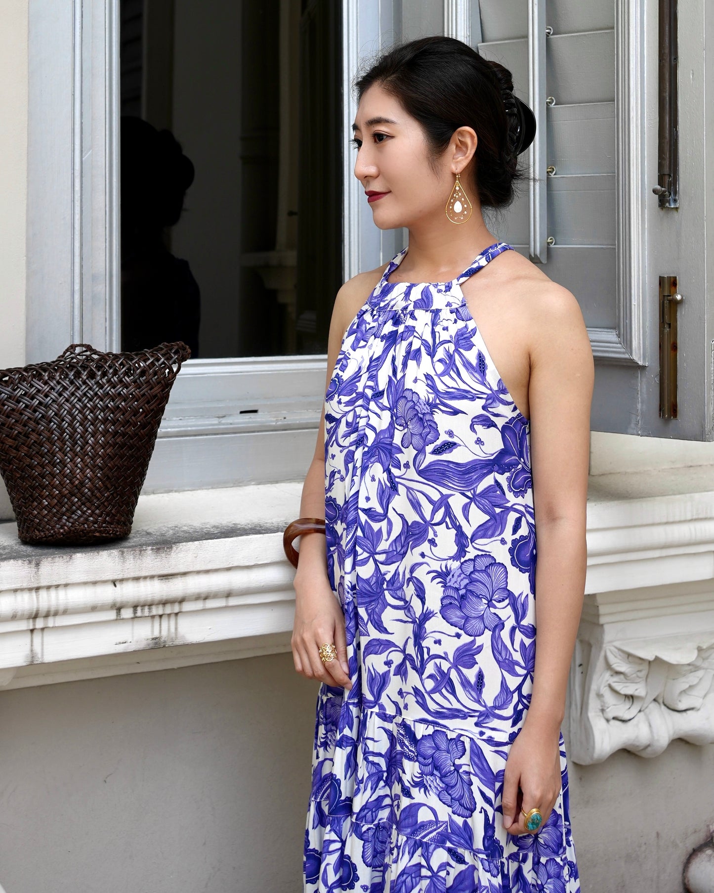 Enza Halter Neck Maxi Dress - China Blue