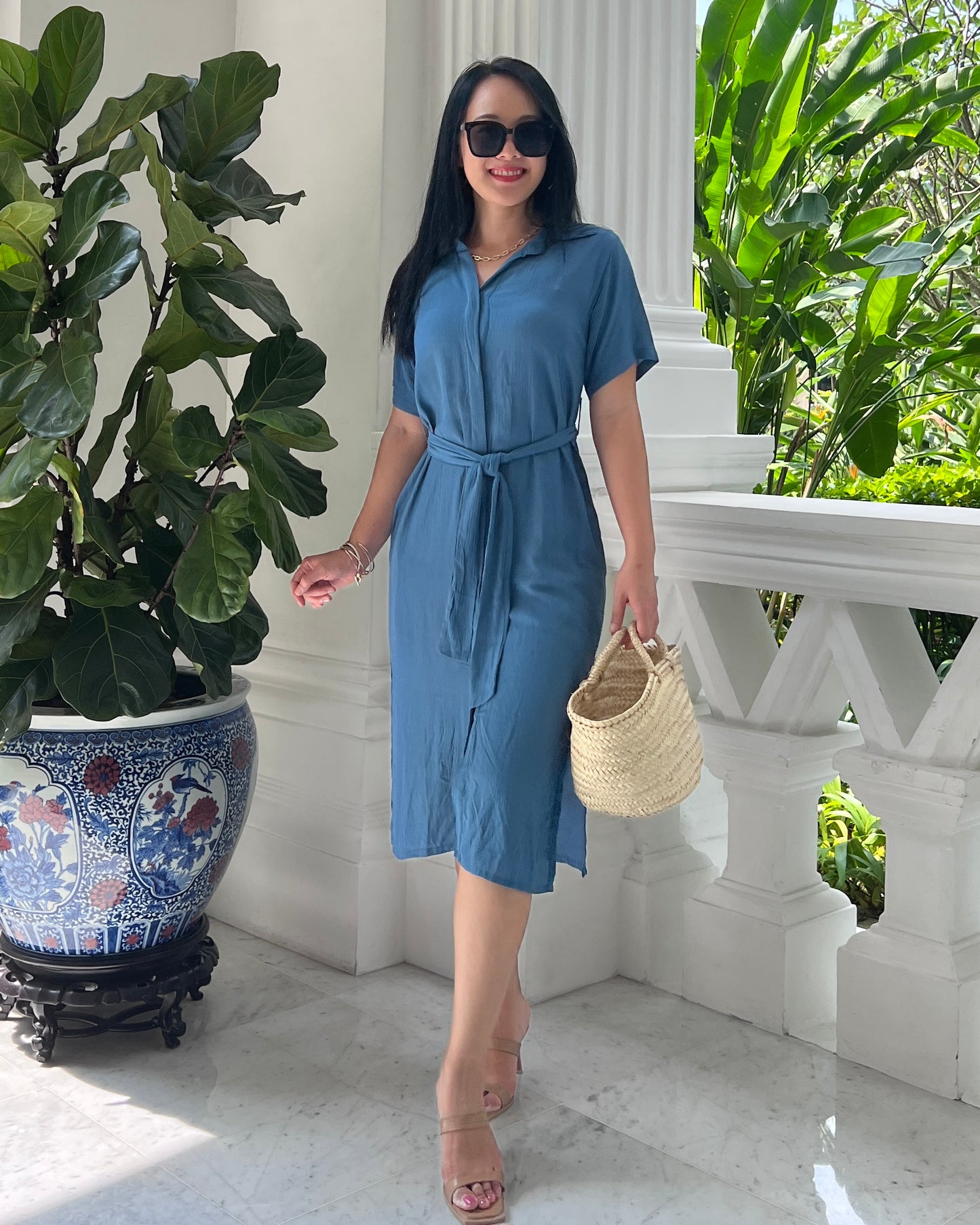 Freya Shirt Dress - Sky Blue