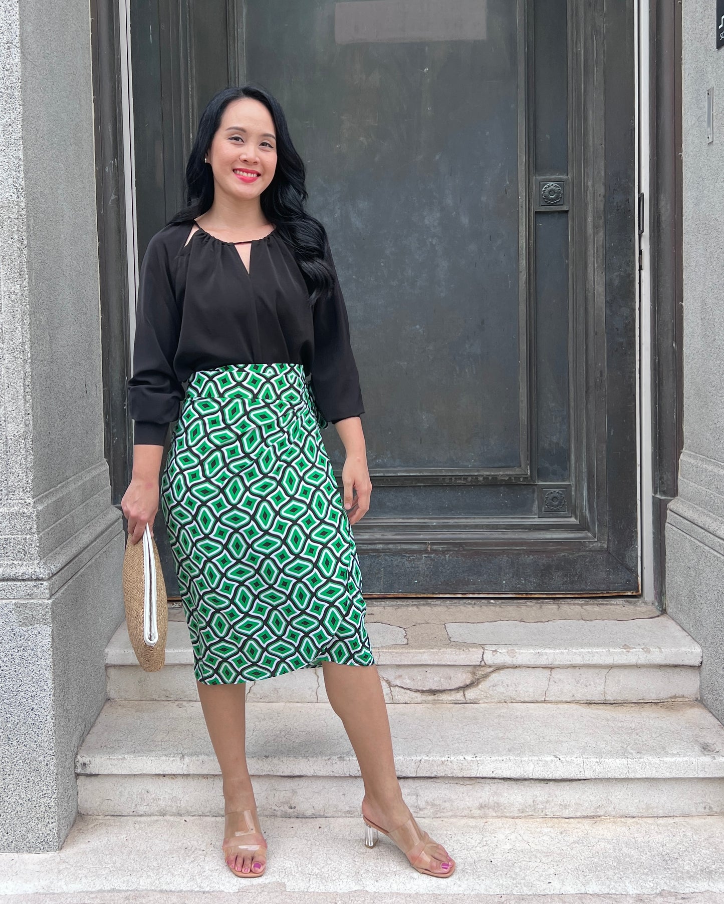 Naomi Wrap Skirt - Emerald Matrix