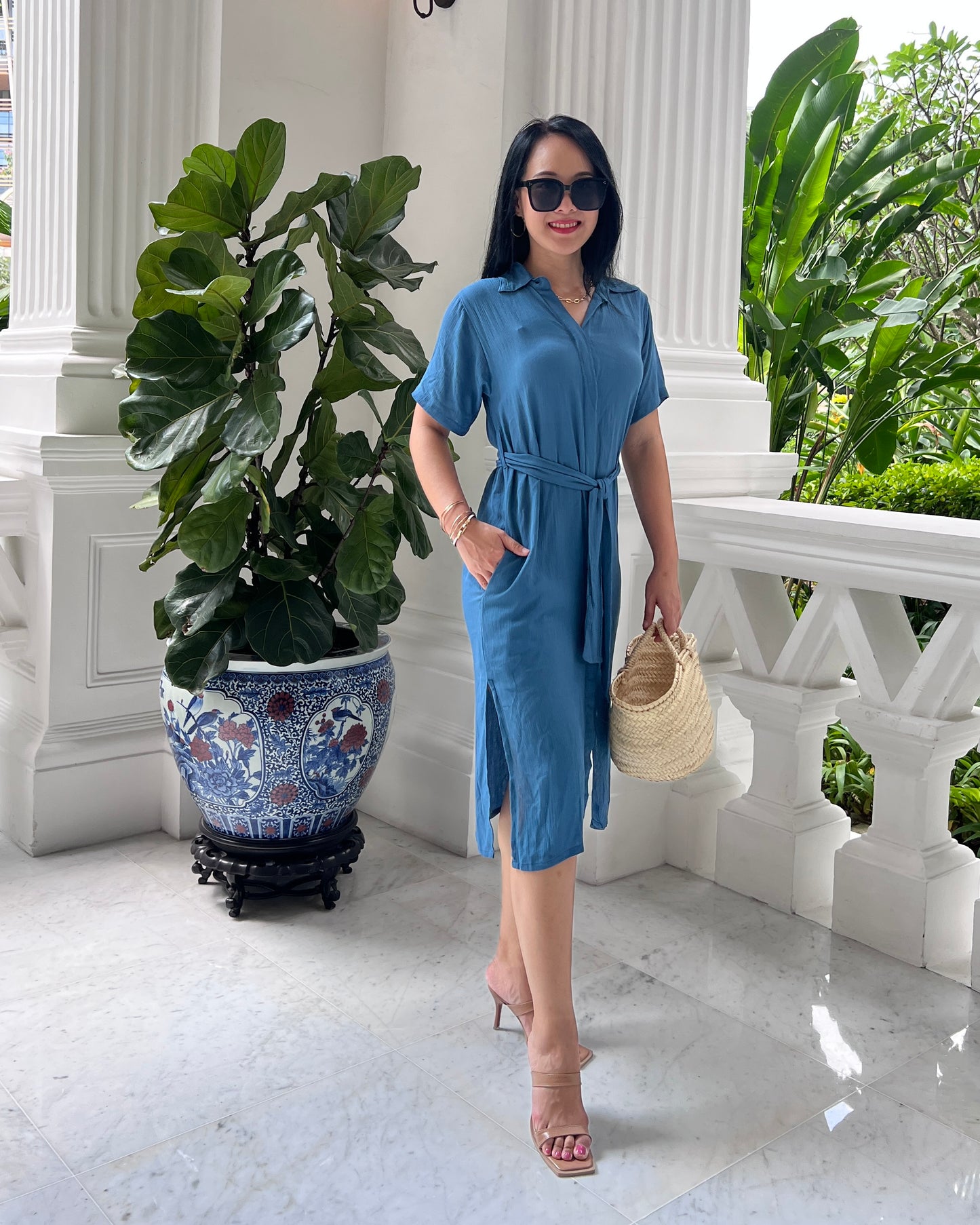 Freya Shirt Dress - Sky Blue