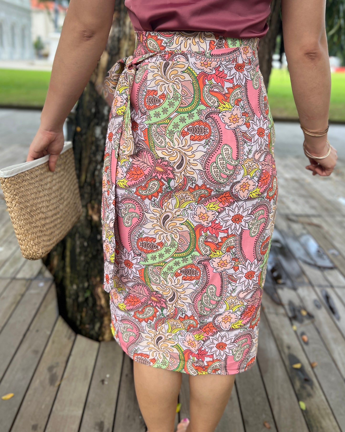 Naomi Wrap Skirt - Blush Paisley
