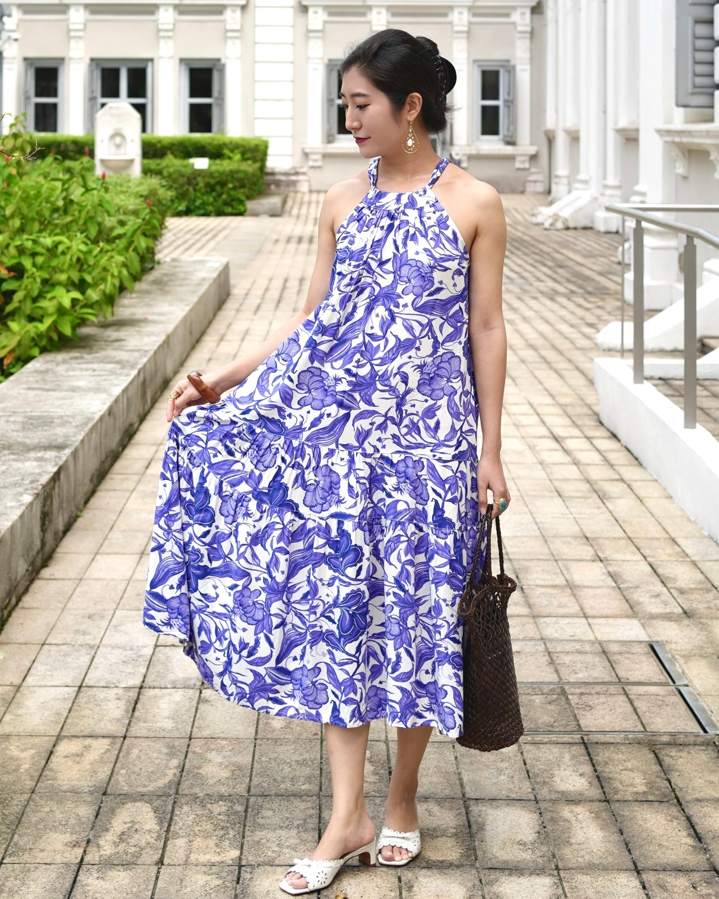 Enza Halter Neck Maxi Dress - China Blue
