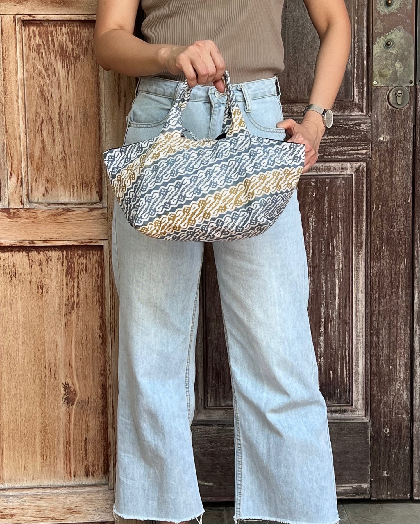 Joy Cotton Batik Bag - Blue Yellow Wave