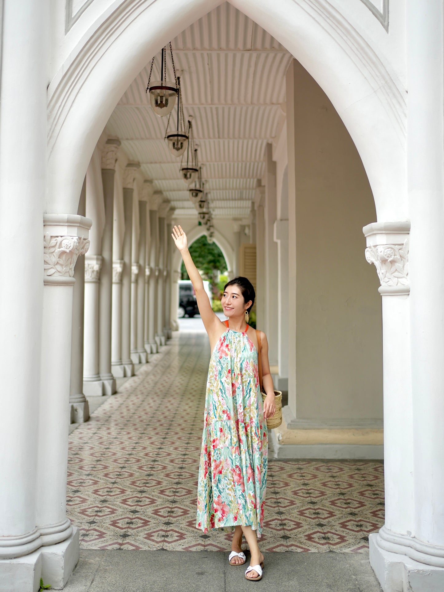 Enza Halter Neck Maxi Dress - Floral Pastel