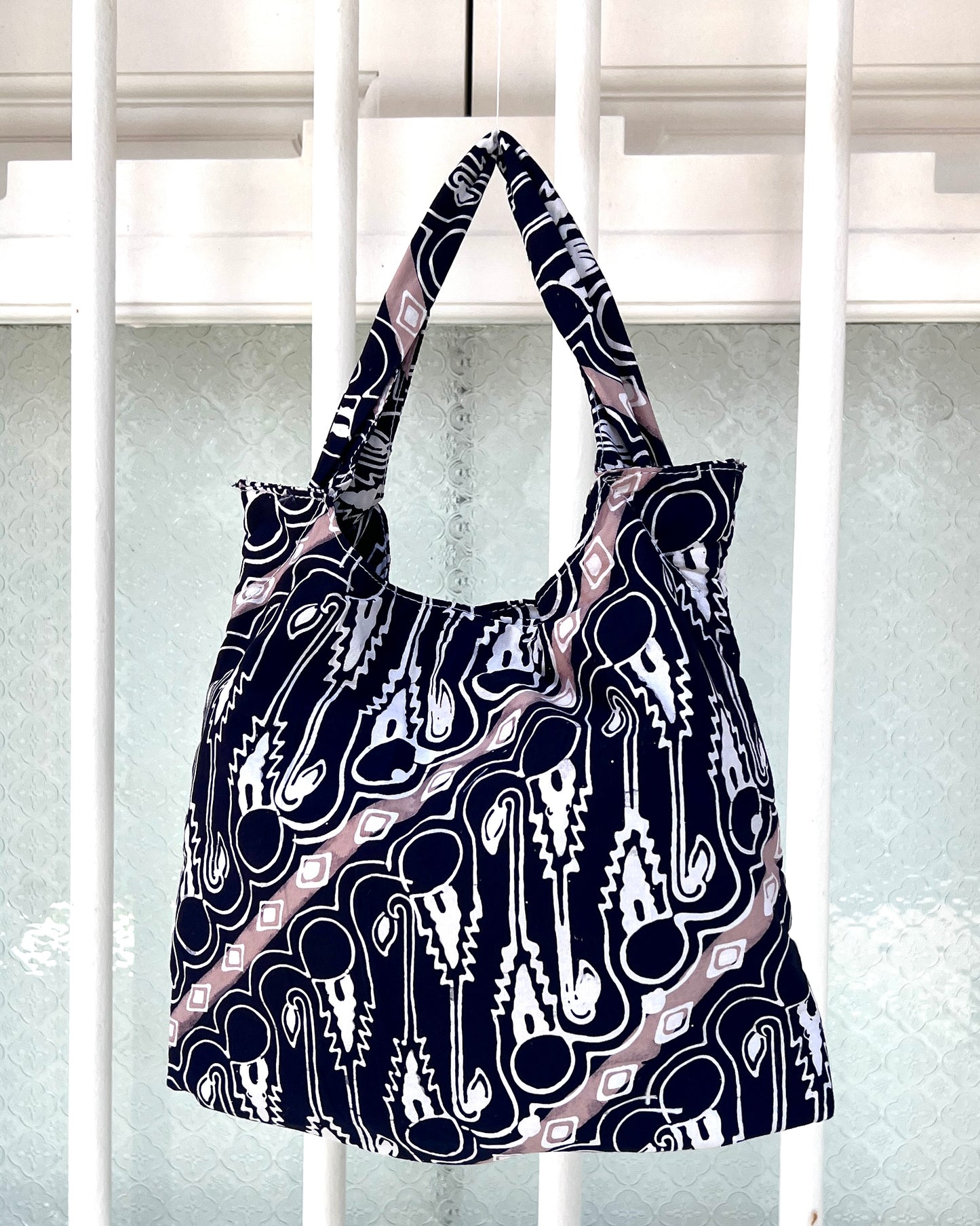 Peace Cotton Batik Bag - Black Brown Floral