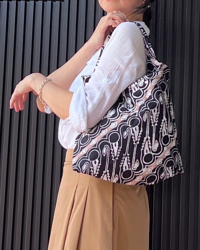 Peace Cotton Batik Bag - Black Brown Floral