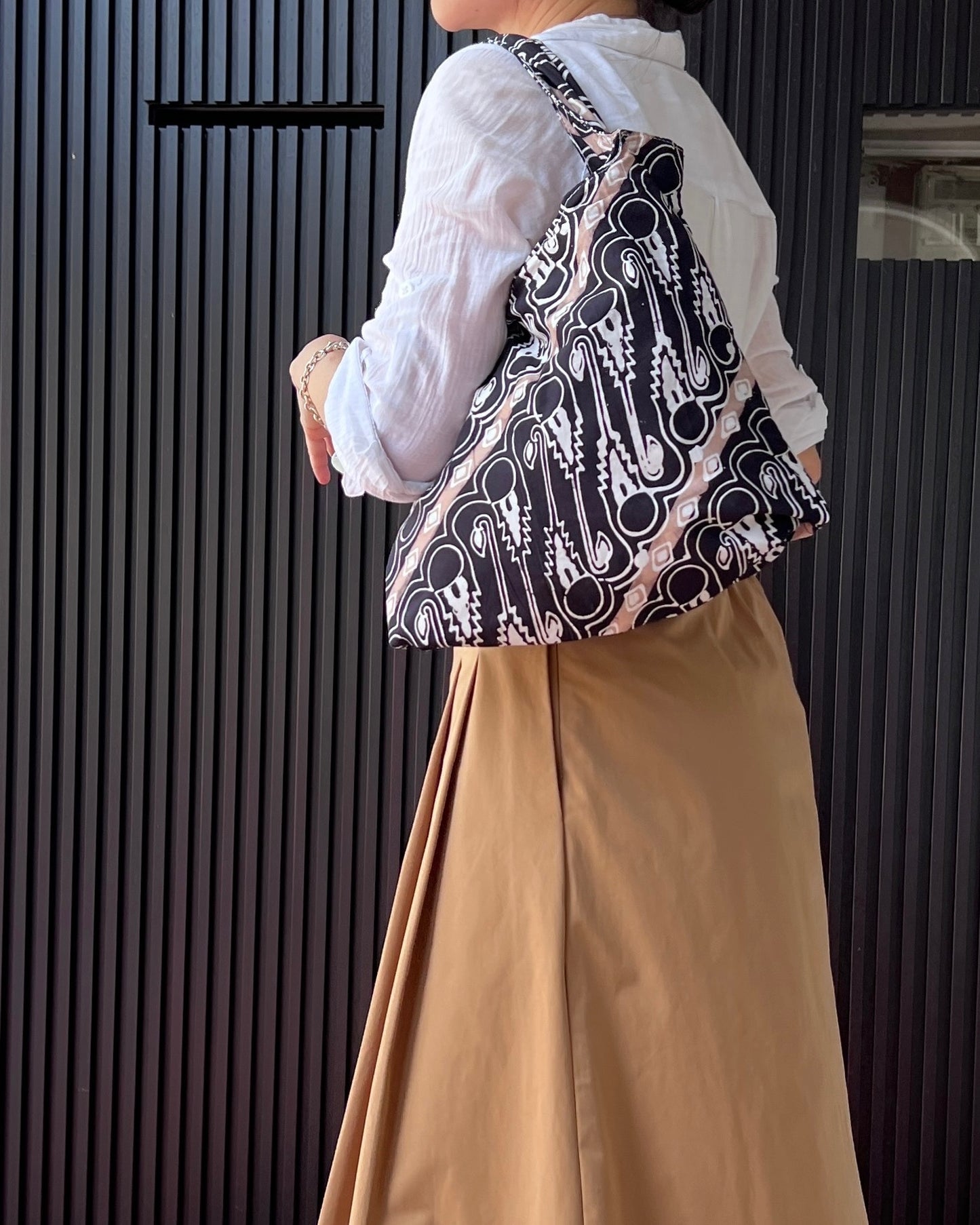 Peace Cotton Batik Bag - Black Brown Floral