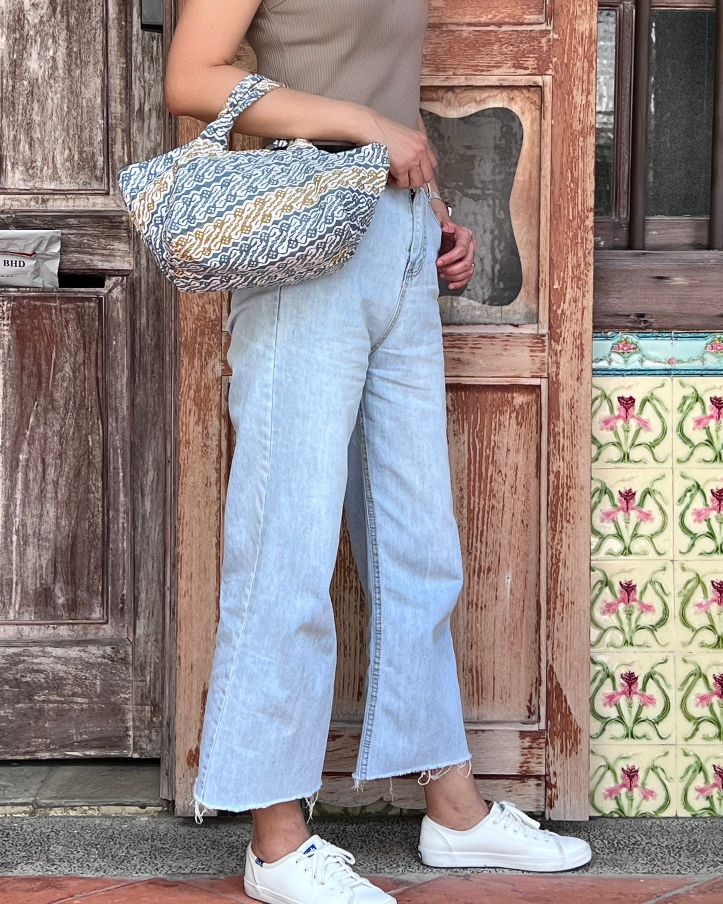 Joy Cotton Batik Bag - Blue Yellow Wave