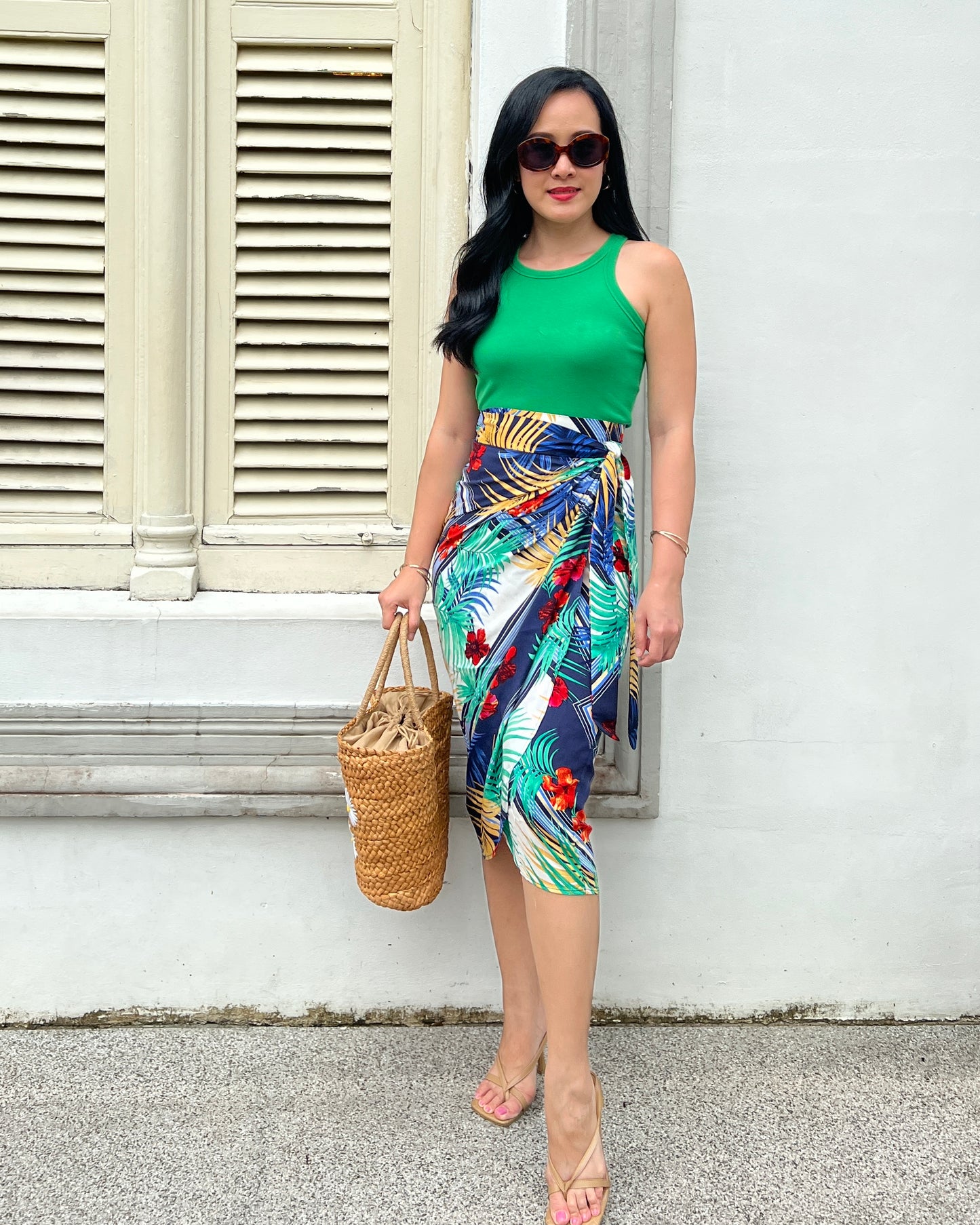 Ruth Wrap Skirt - Hibiscus Green