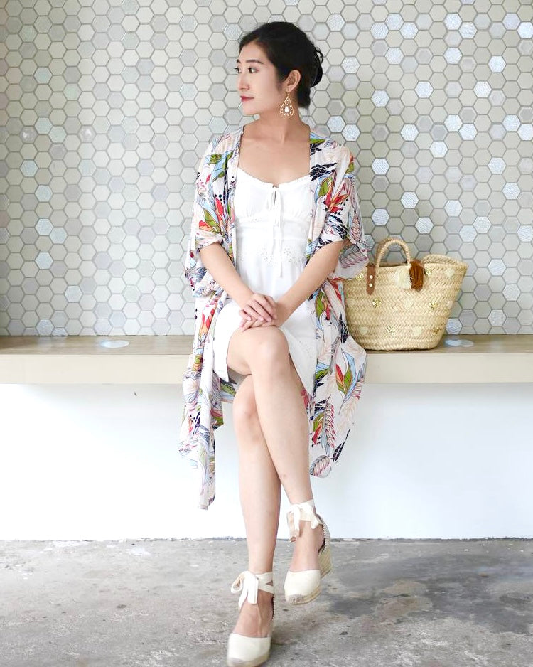 Blake Long Kimono - Beige Bloom