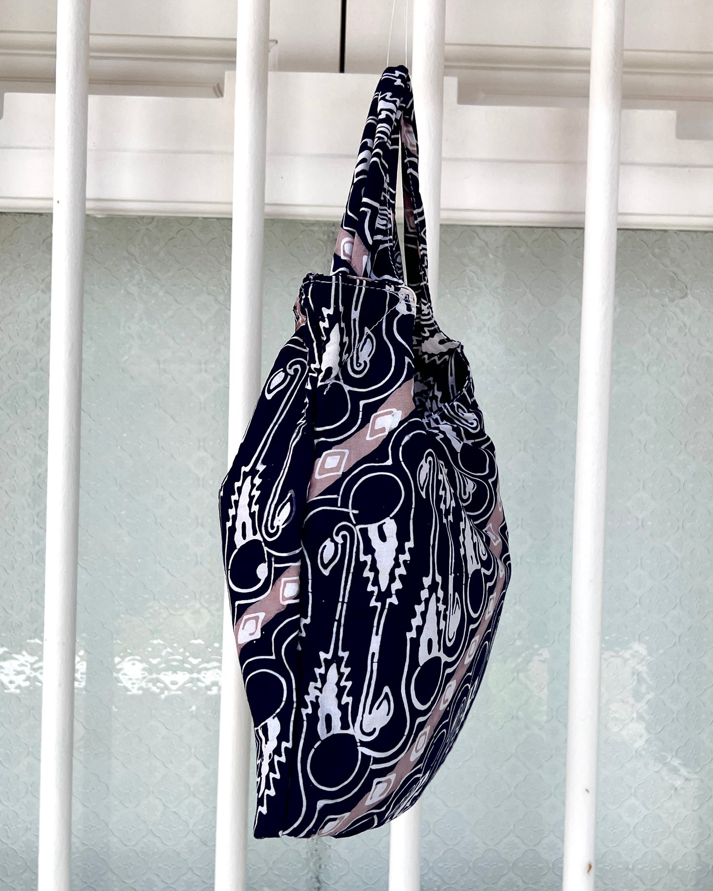 Peace Cotton Batik Bag - Black Brown Floral