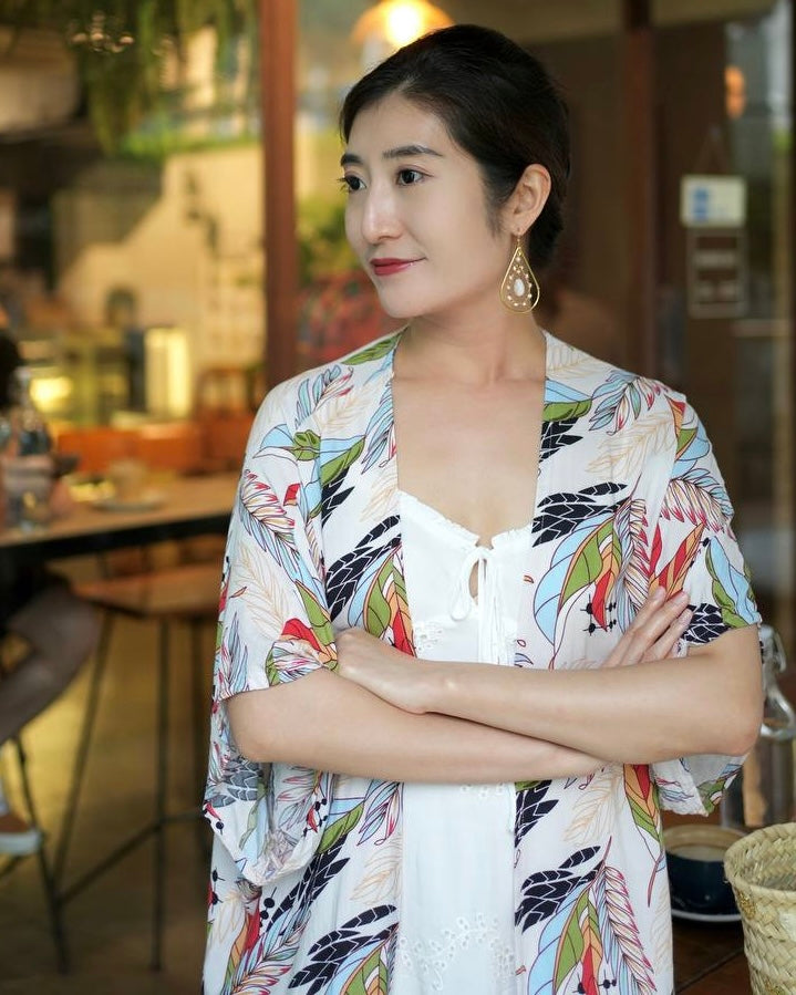 Blake Long Kimono - Beige Bloom