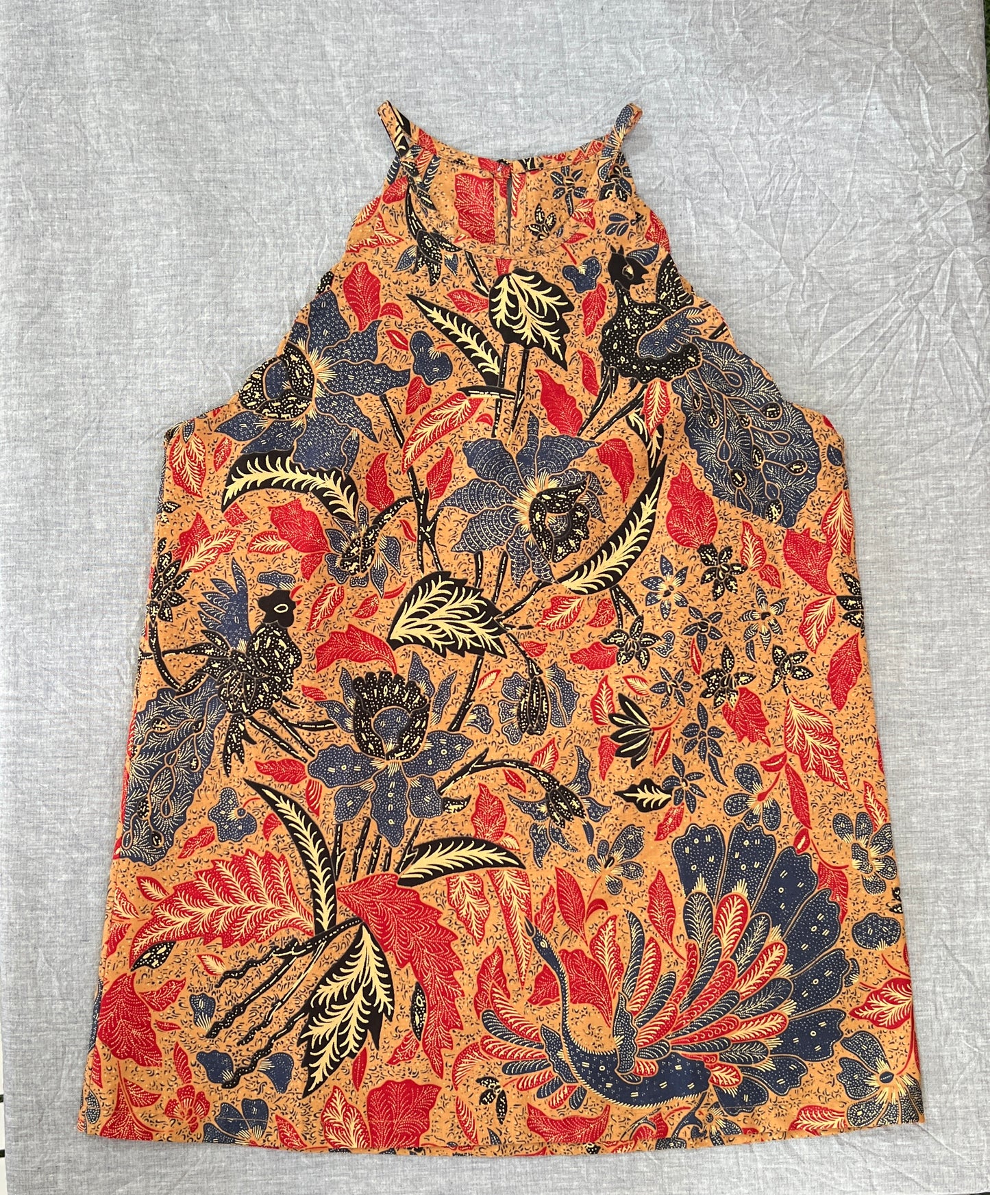 Jolie Batik Scallop Halter Top - Brown Floral