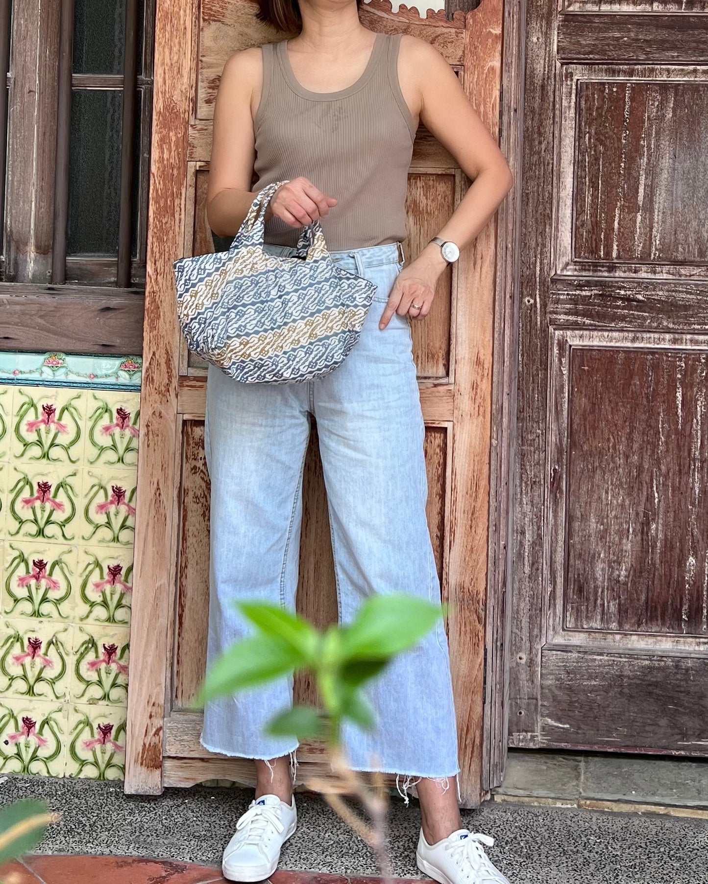 Joy Cotton Batik Bag - Blue Yellow Wave