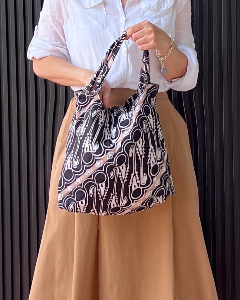 Peace Cotton Batik Bag - Black Brown Floral