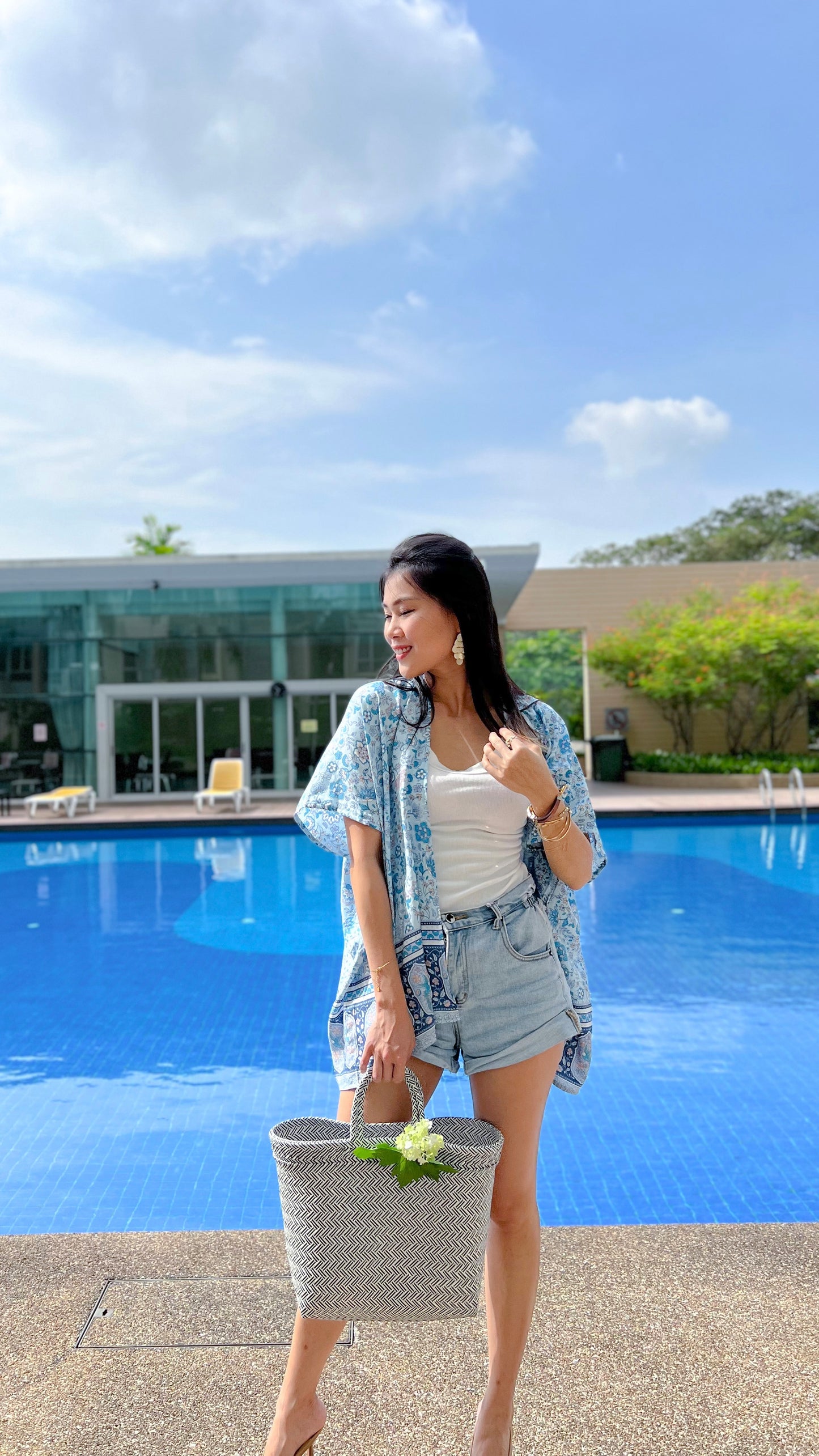 Kyla Short-Sleeve Kimono - Blue