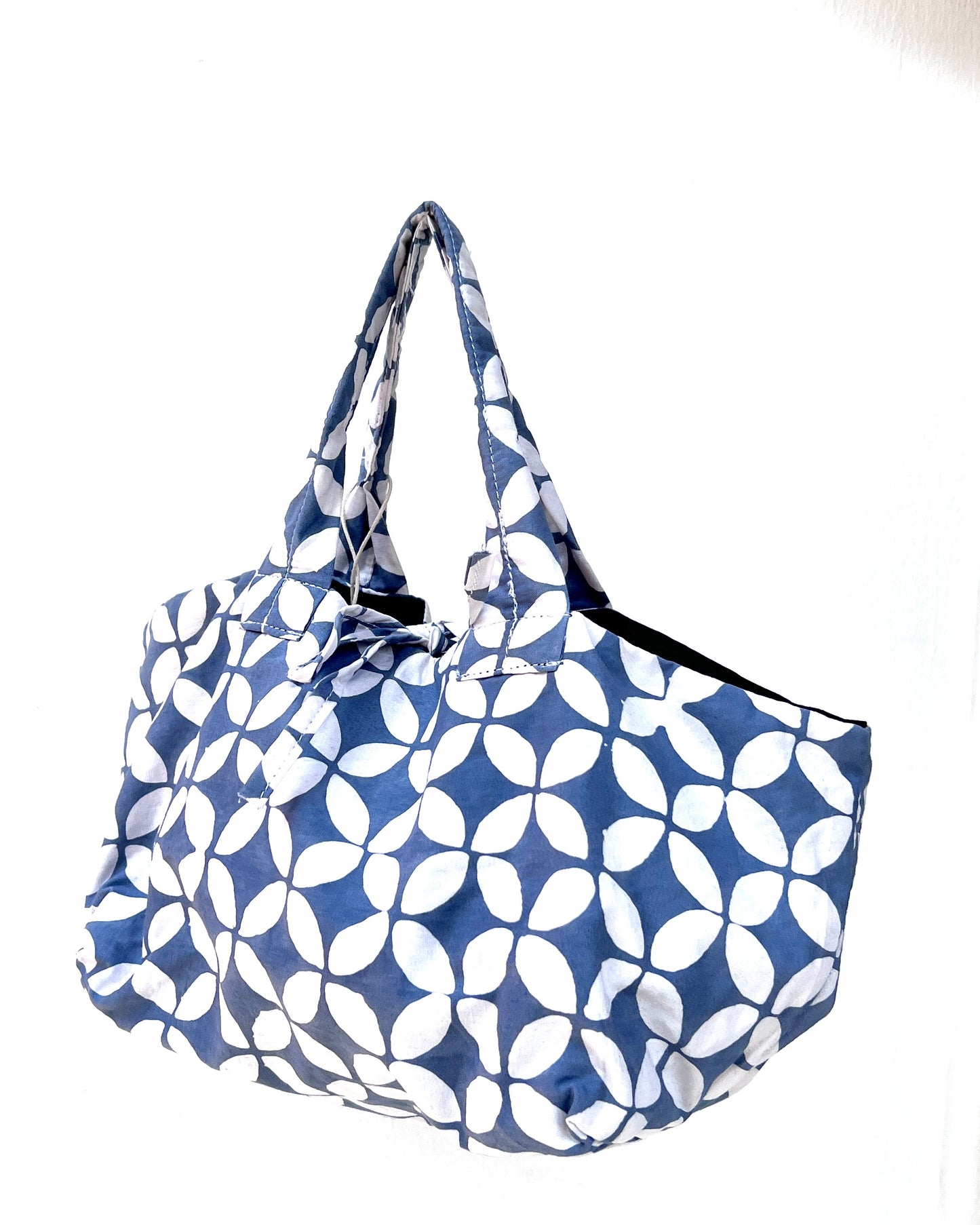 Joy Cotton Batik Bag - Grey Blue Geometric