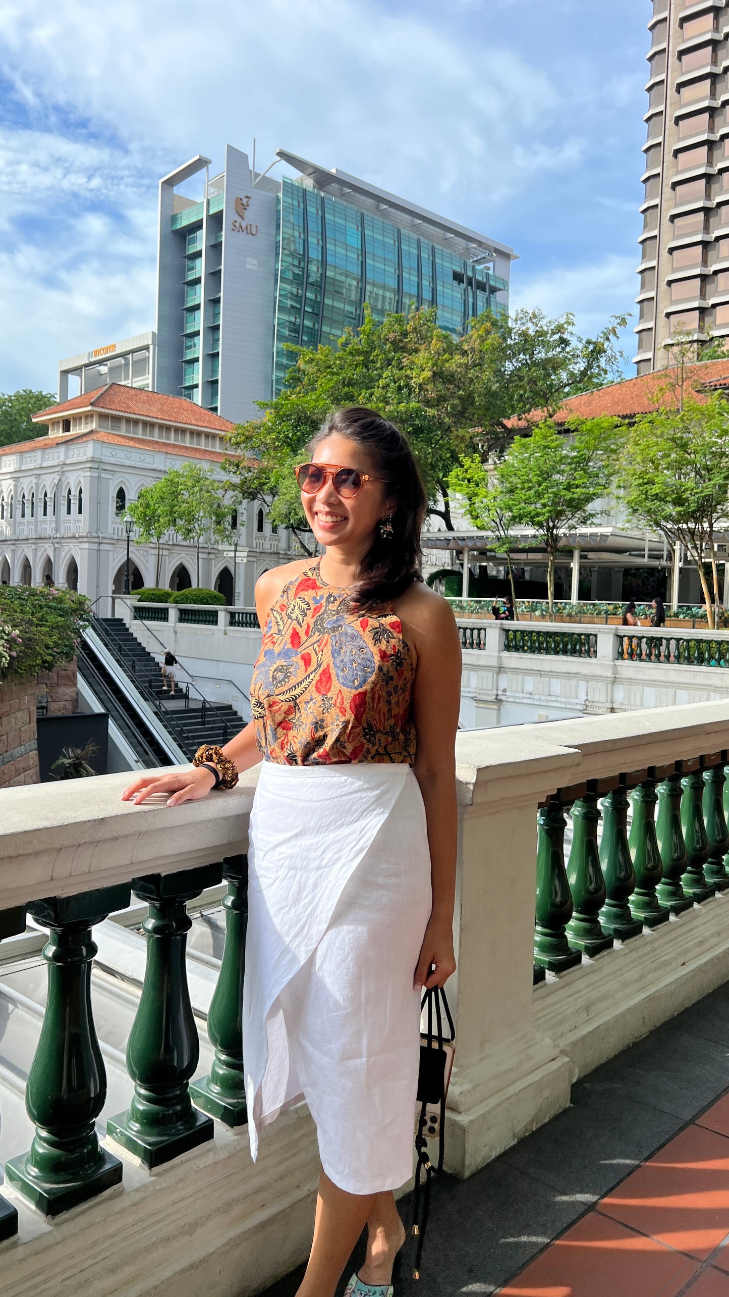 Jolie Batik Scallop Halter Top - Brown Floral