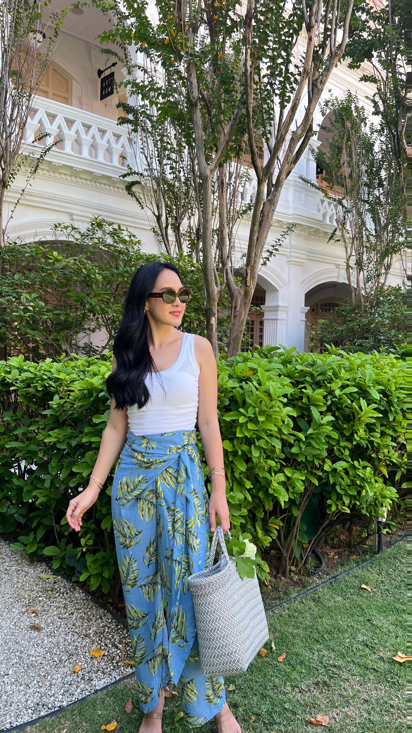 Tania Wrap Pants - Sky Palm