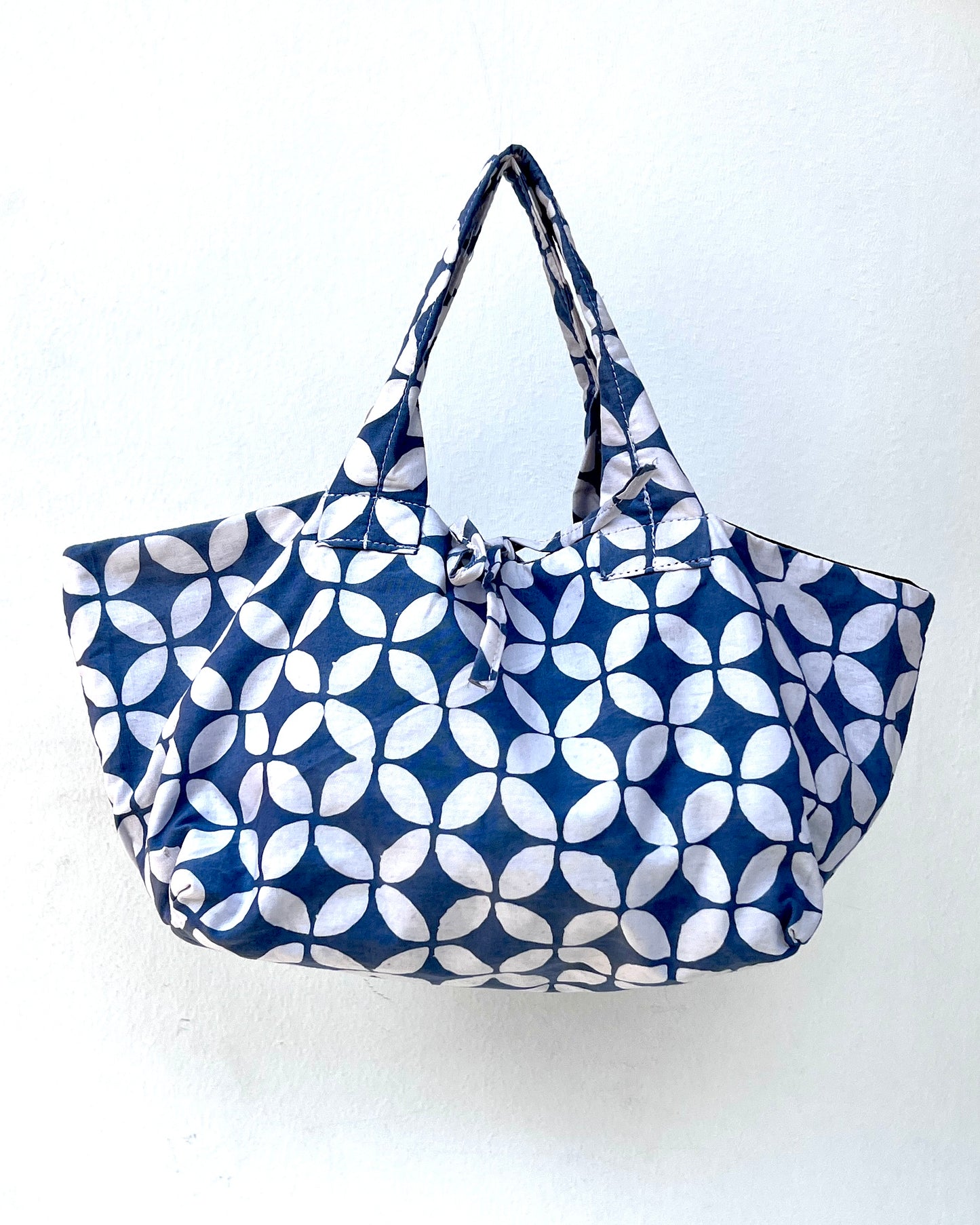 Joy Cotton Batik Bag - Grey Blue Geometric