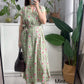 Kiara Cotton Dress | Green Assorted Prints