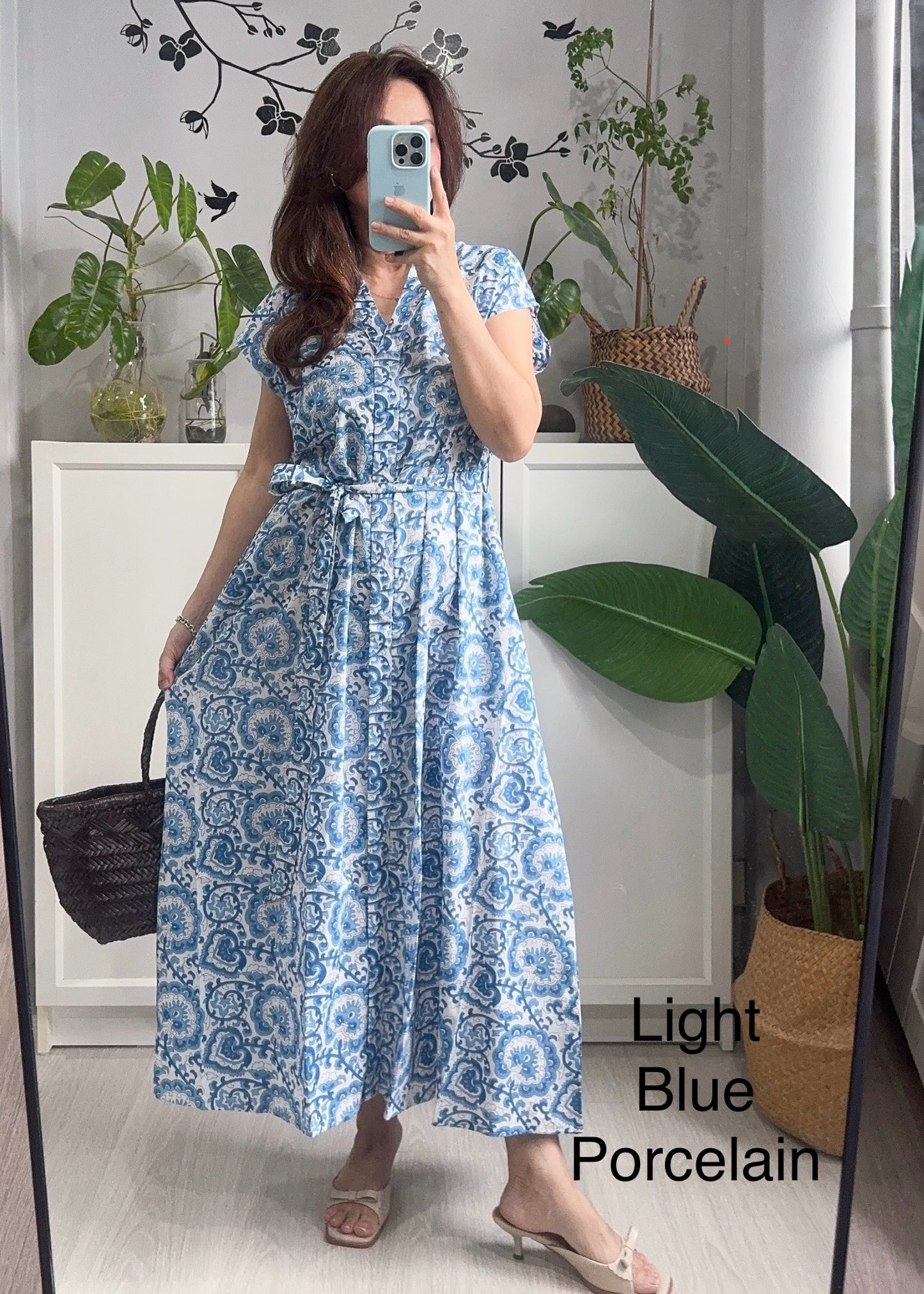 Kiara Cotton Dress | Blue Assorted Prints