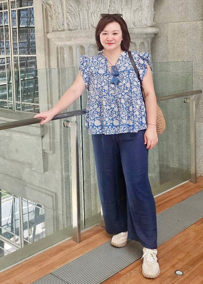 Nico Tassel Cotton Top | Blue Fields