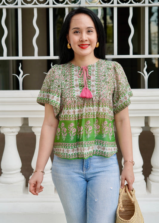 Vicky Cotton Top | Forest Green