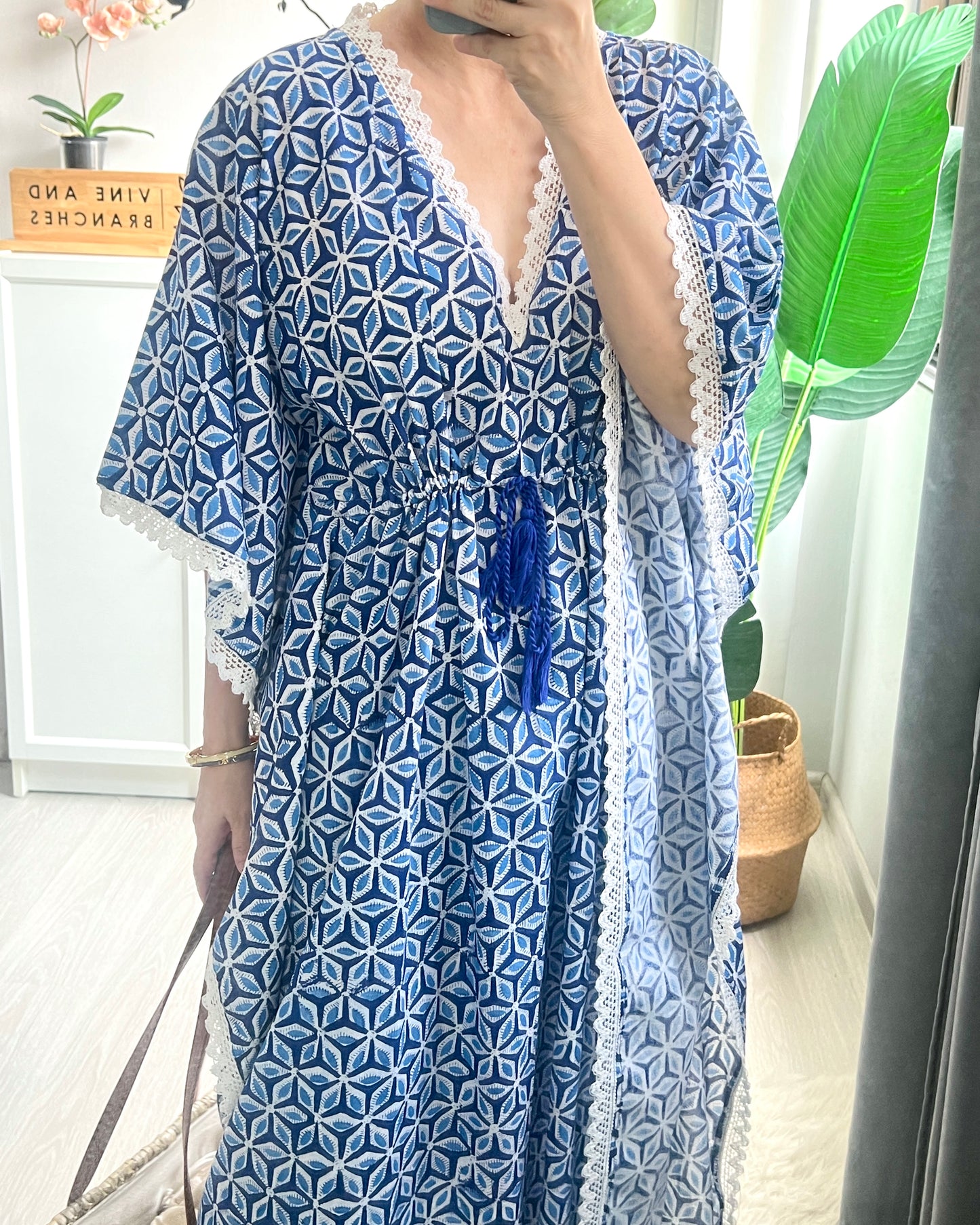 Junia Cotton Kaftan - Summer Blue [ DM FOR STOCK AVAILABILITY AT STOCKIST]